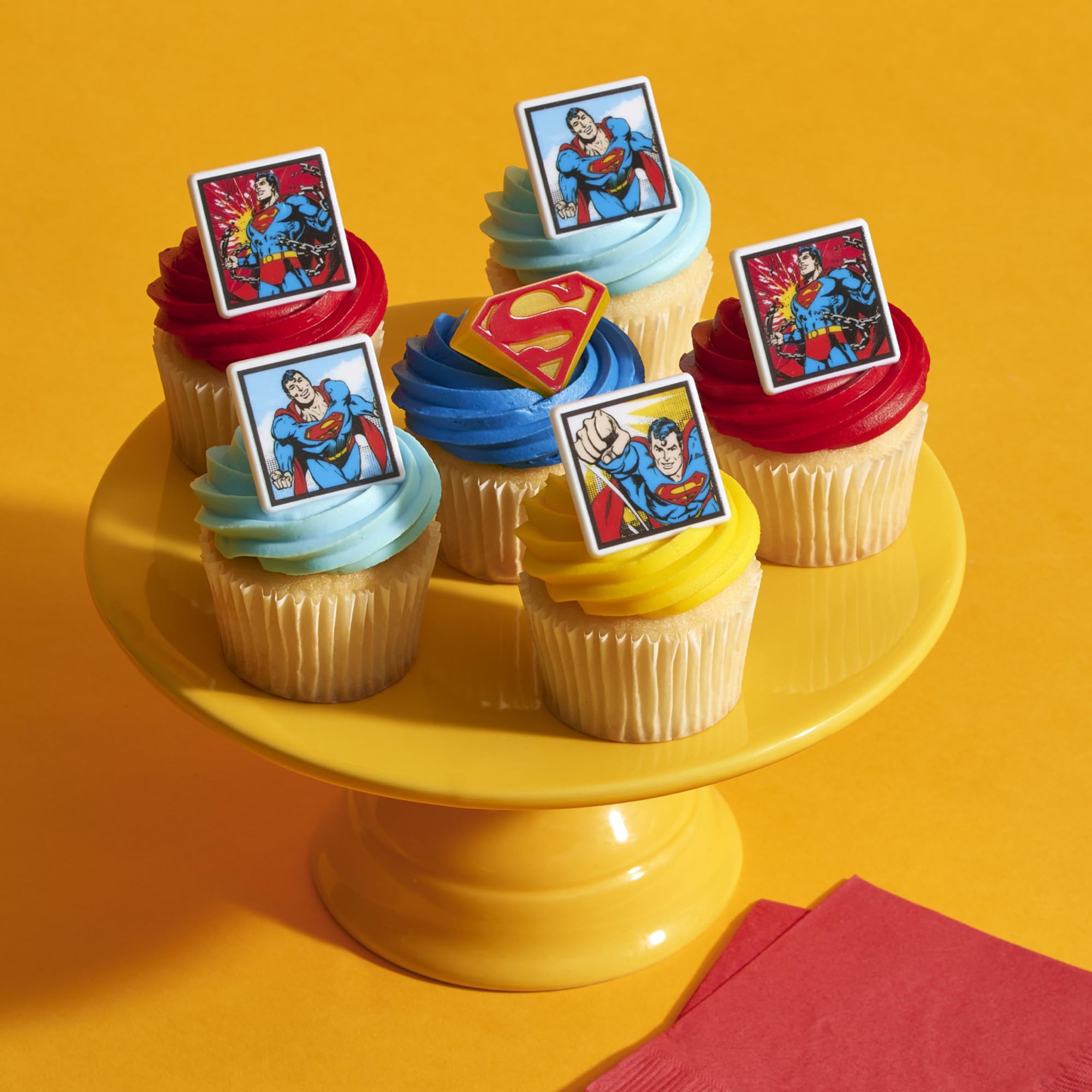 24 Superman Cupcake Rings, Superhero DC Cupcake Decorations, Food Safe Cake Toppers – 24 Pack - Image 4