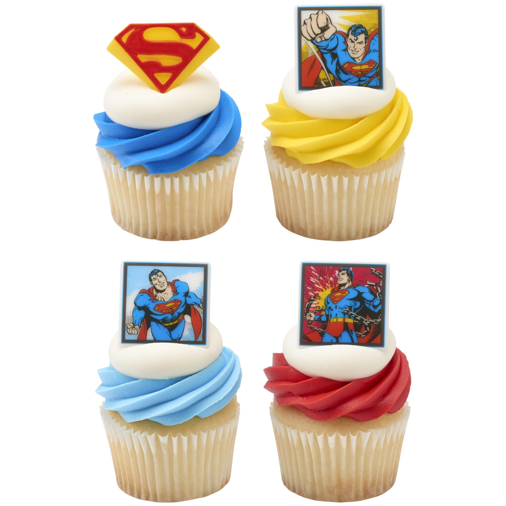 24 Superman Cupcake Rings, Superhero DC Cupcake Decorations, Food Safe Cake Toppers – 24 Pack - Image 5