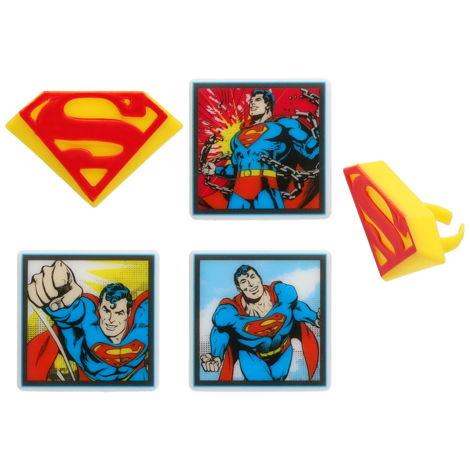 24 Superman Cupcake Rings, Superhero DC Cupcake Decorations, Food Safe Cake Toppers – 24 Pack - Image 6