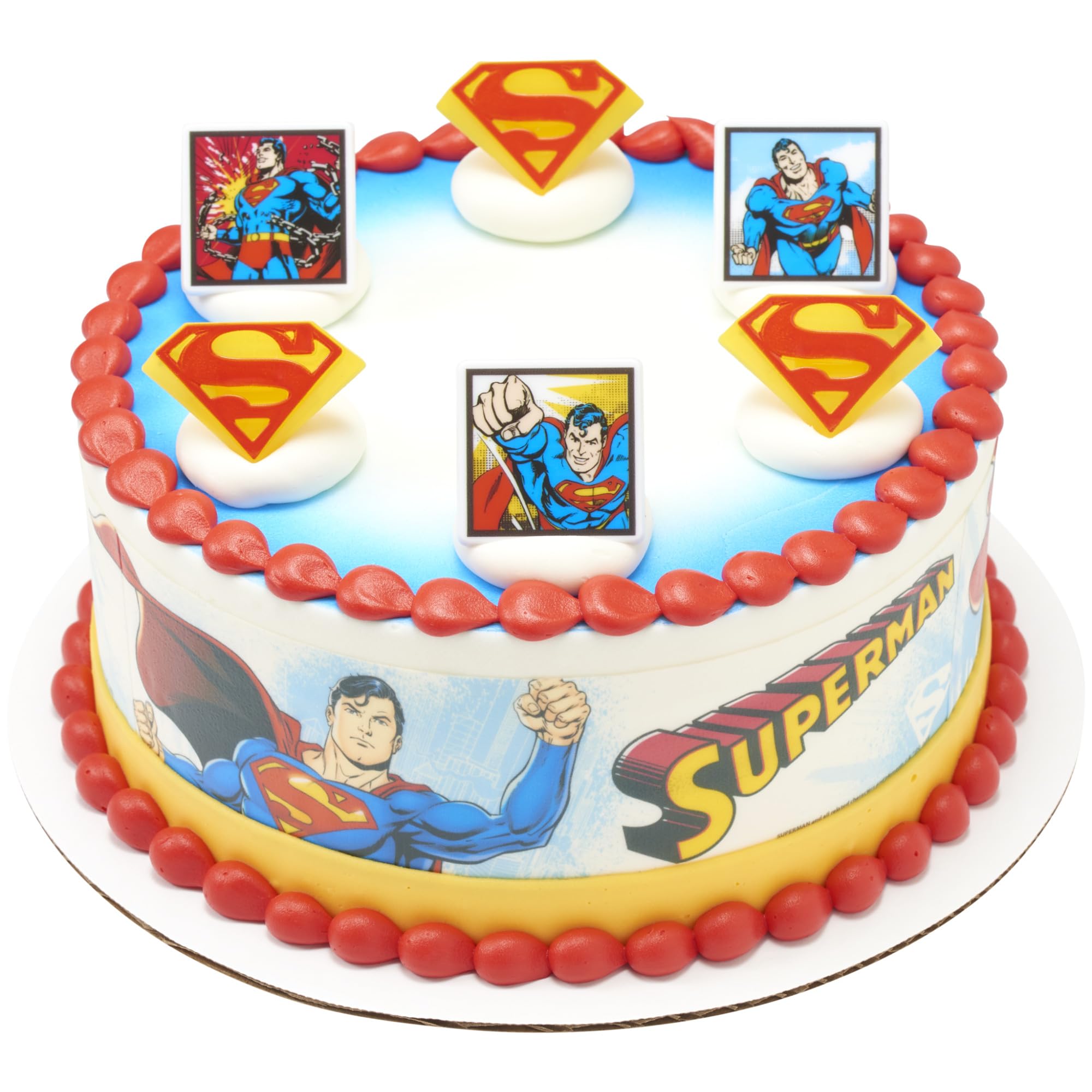 24 Superman Cupcake Rings, Superhero DC Cupcake Decorations, Food Safe Cake Toppers – 24 Pack - Image 7
