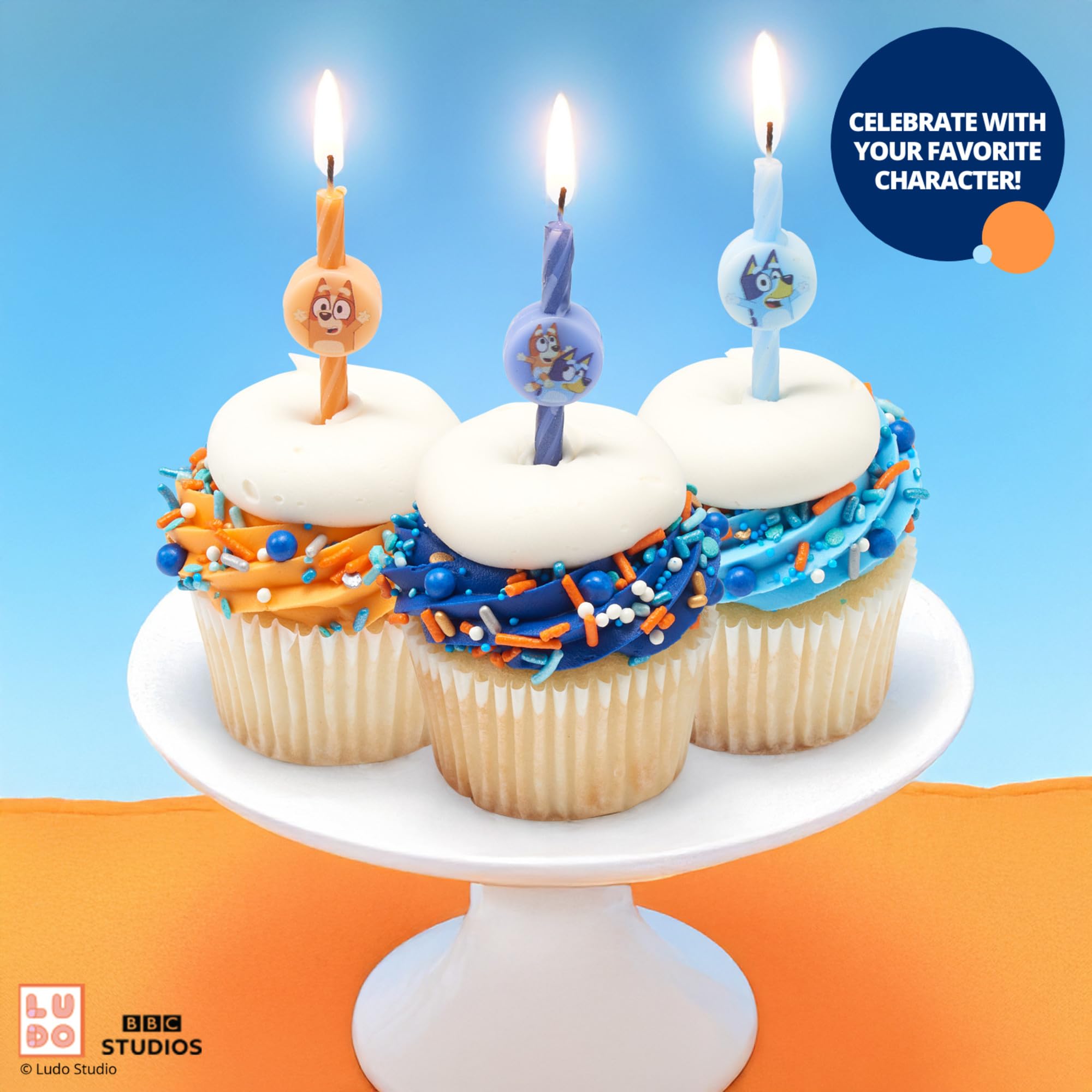 6 Bluey Birthday Cake Candles | Birthday Candles for Cake Decorations Featuring Bluey and Bingo, Blue & Orange, for Party - Image 3