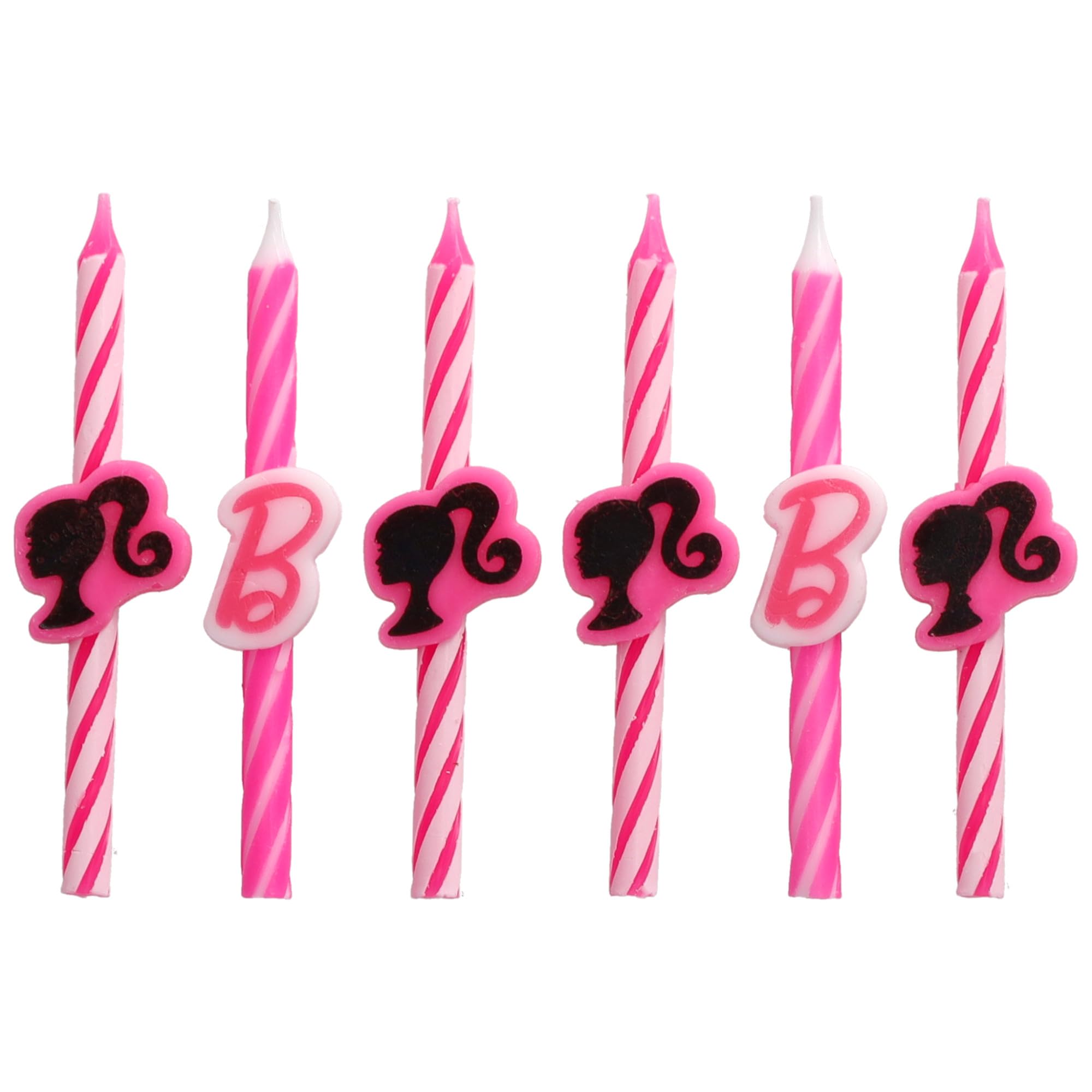 Barbie™ Birthday Cake Candles | 6 Birthday Candles for Cake Decorations, Pink Stripe Candles, Cake Toppers for Barbie Party - Image 5