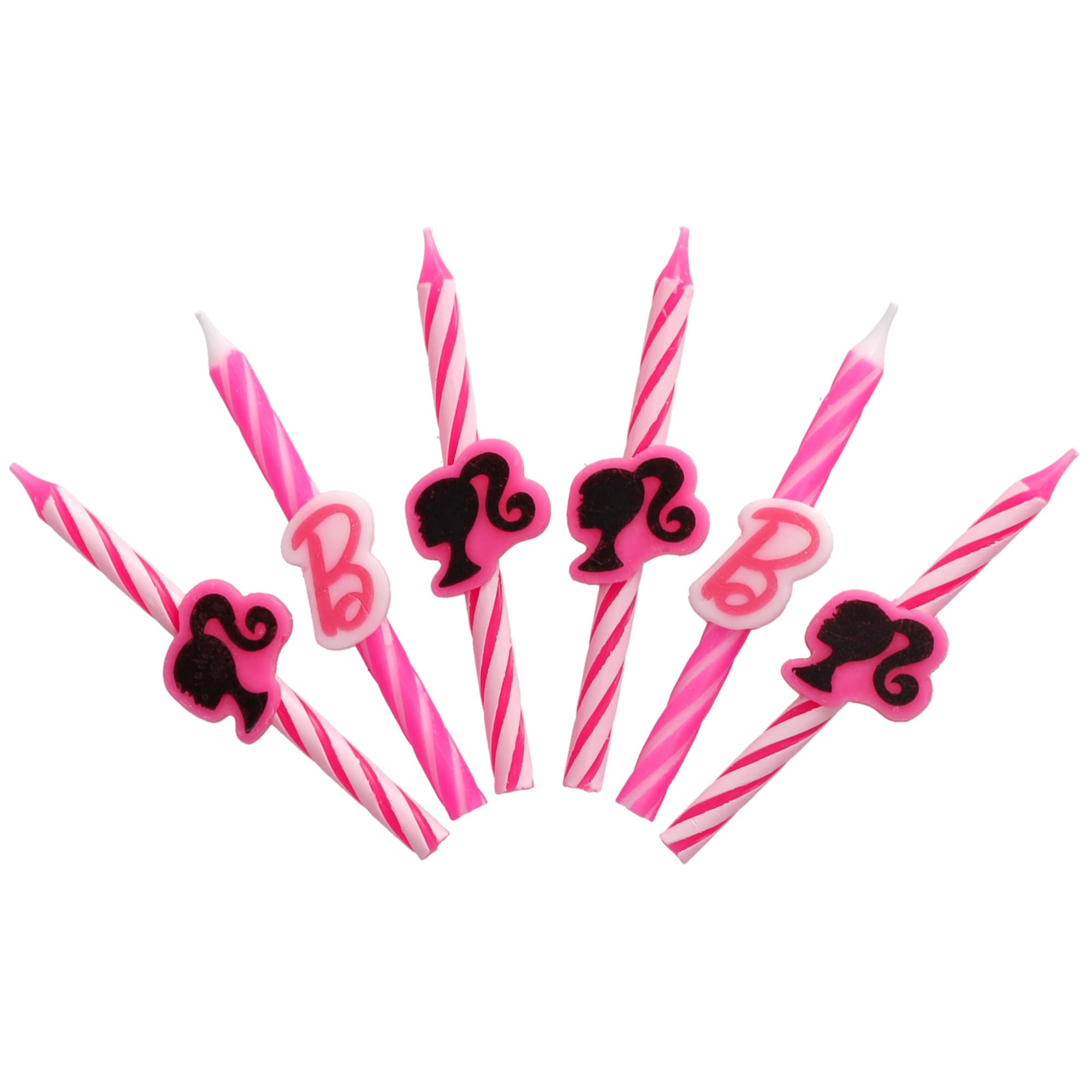 Barbie™ Birthday Cake Candles | 6 Birthday Candles for Cake Decorations, Pink Stripe Candles, Cake Toppers for Barbie Party - Image 6