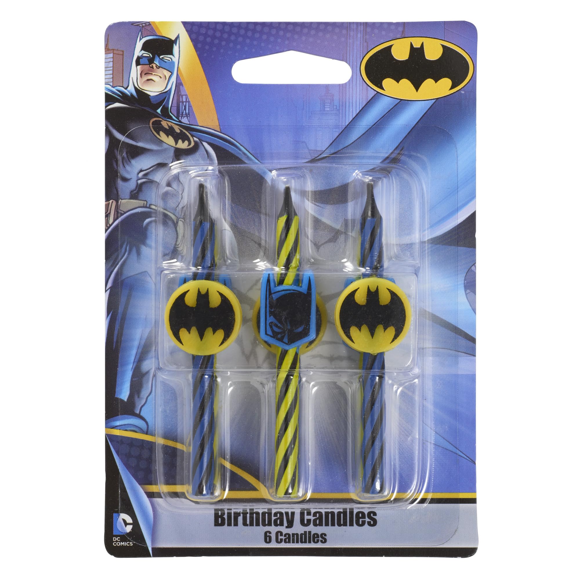 Batman™ Birthday Cake Candles | 6 Birthday Candles for Cake Decorations, Black, Yellow, & Red Striped Candles, Cake Toppers for Batman Party - Image 4