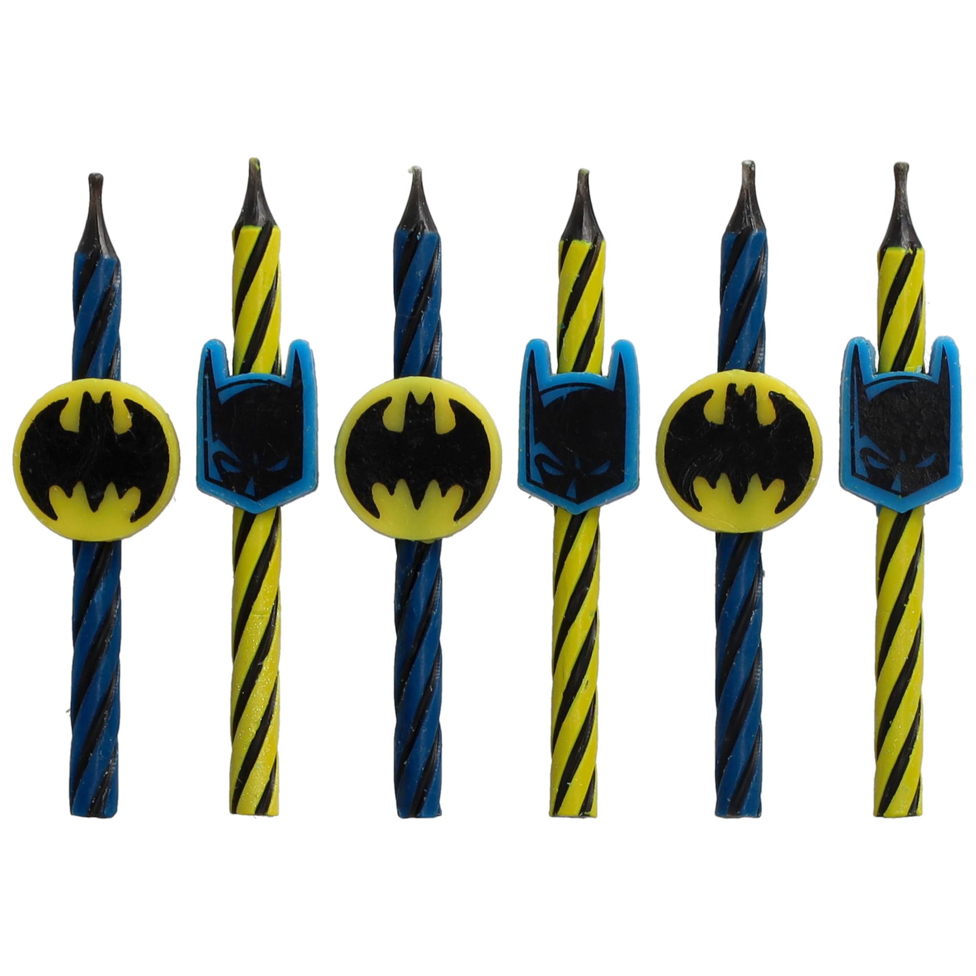 Batman™ Birthday Cake Candles | 6 Birthday Candles for Cake Decorations, Black, Yellow, & Red Striped Candles, Cake Toppers for Batman Party - Image 5