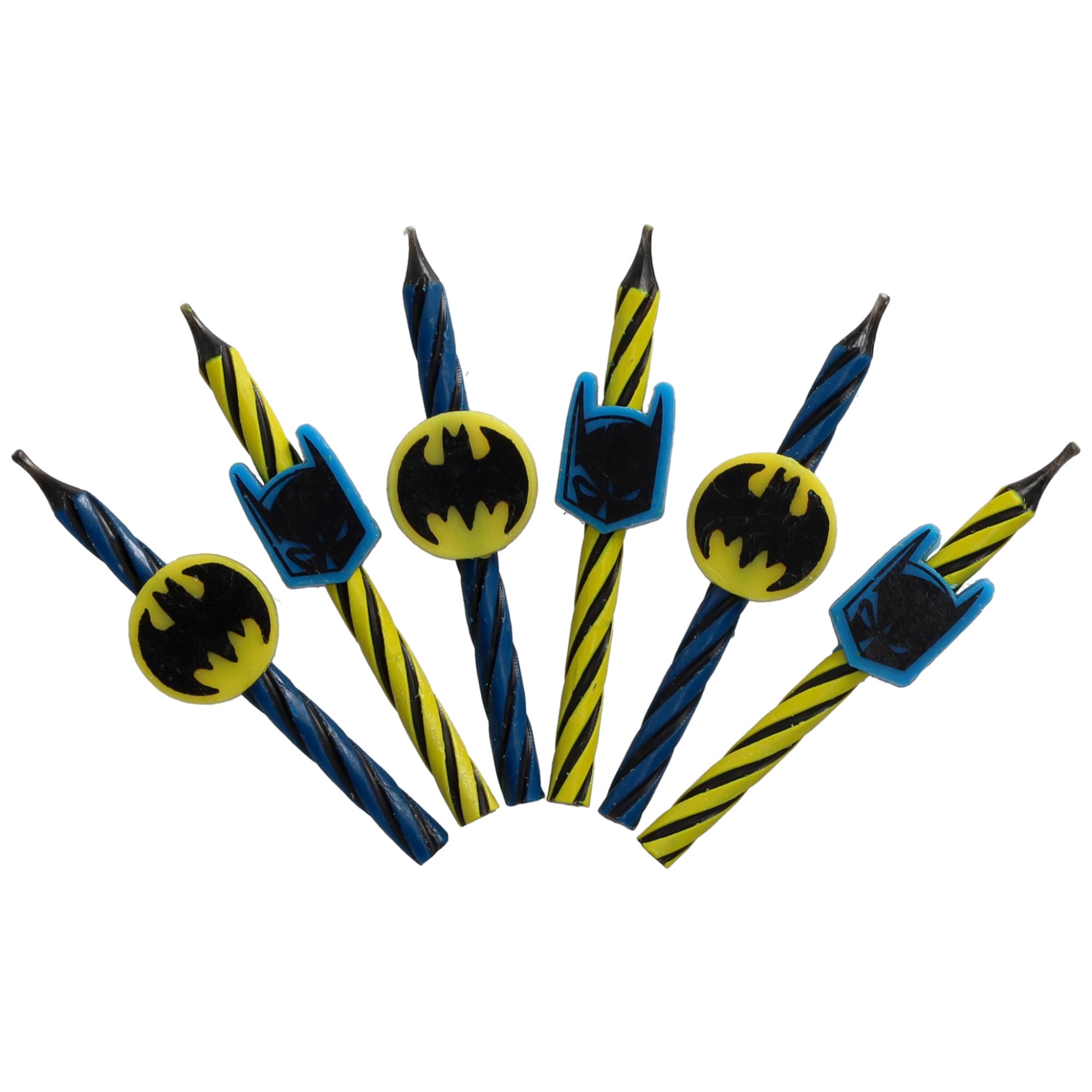 Batman™ Birthday Cake Candles | 6 Birthday Candles for Cake Decorations, Black, Yellow, & Red Striped Candles, Cake Toppers for Batman Party - Image 6