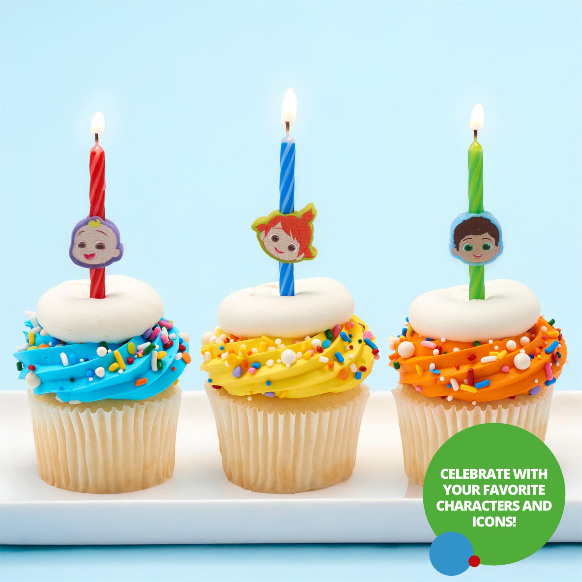CoComelon™ Birthday Cake Candles | 6 Birthday Candles for Cake Decorations, Red, Blue Green Candles Featuring JJ, YoYo, Tom Tom for CoComelon Party - Image 3