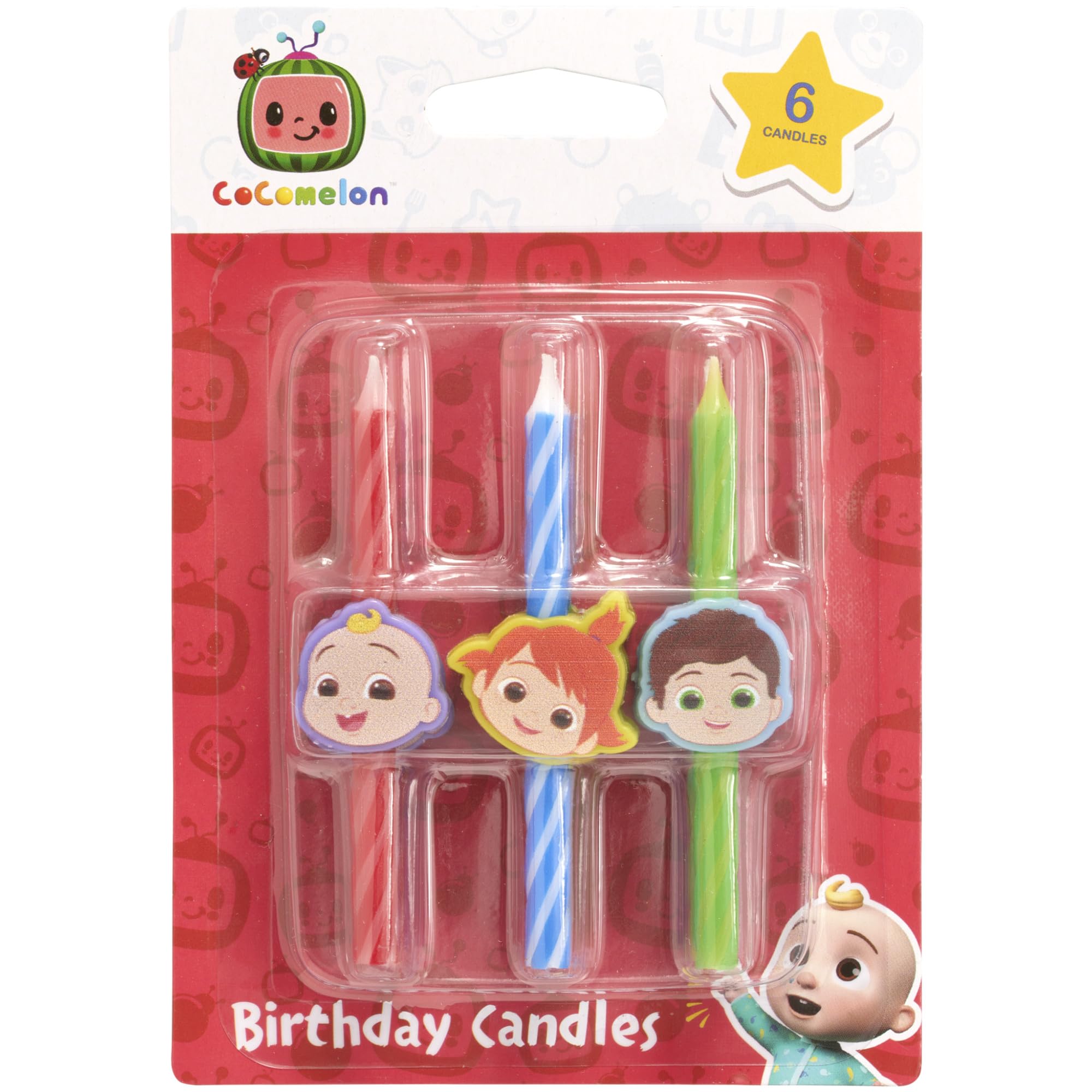 CoComelon™ Birthday Cake Candles | 6 Birthday Candles for Cake Decorations, Red, Blue Green Candles Featuring JJ, YoYo, Tom Tom for CoComelon Party - Image 4