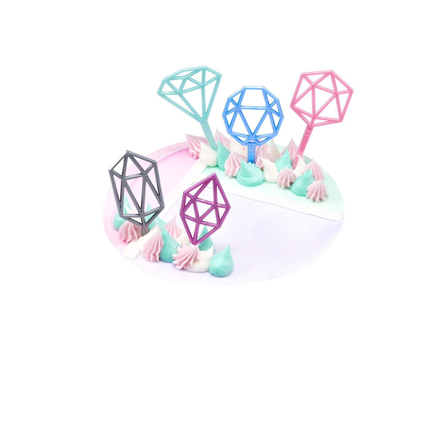 DecoPac 24778 CakeDecorating KIT-Pastel Geometric Cake and Cupcake Toppers for Birthdays and Parties, 5/PKG, Multiple - Image 5
