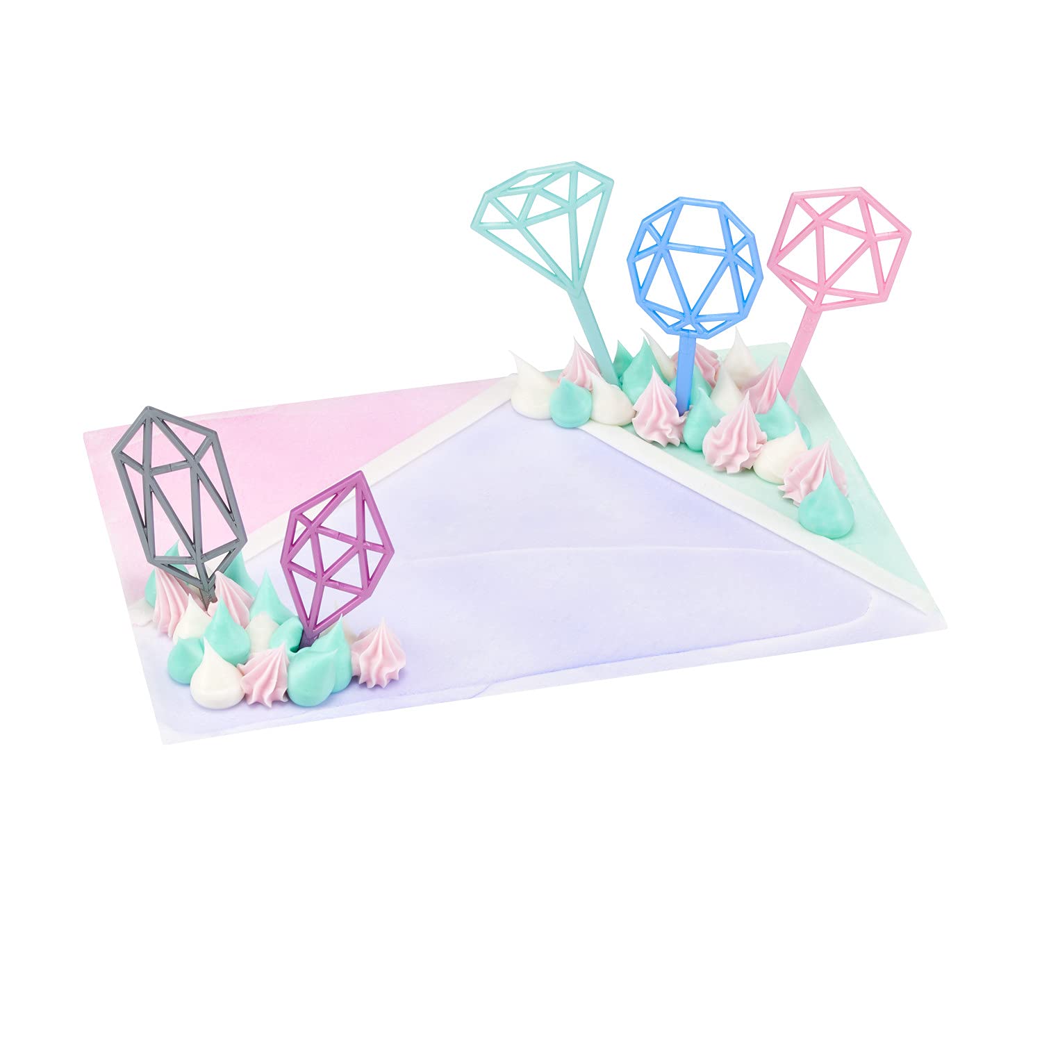 DecoPac 24778 CakeDecorating KIT-Pastel Geometric Cake and Cupcake Toppers for Birthdays and Parties, 5/PKG, Multiple - Image 6