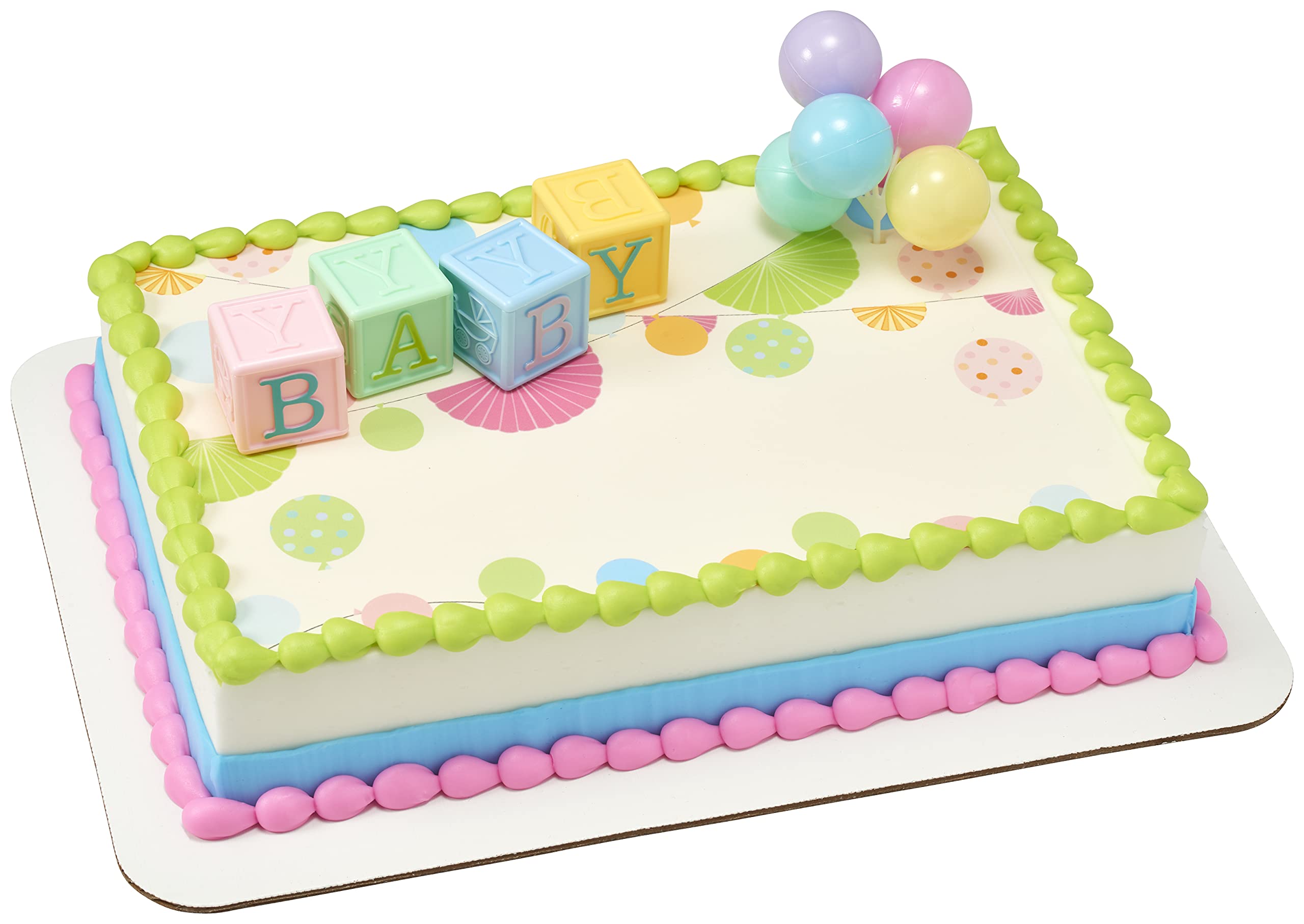 DecoPac B-A-B-Y Blocks DecoSet Cake Decoration Blue, Pink, Yellow, Approximately 5" high - Image 4