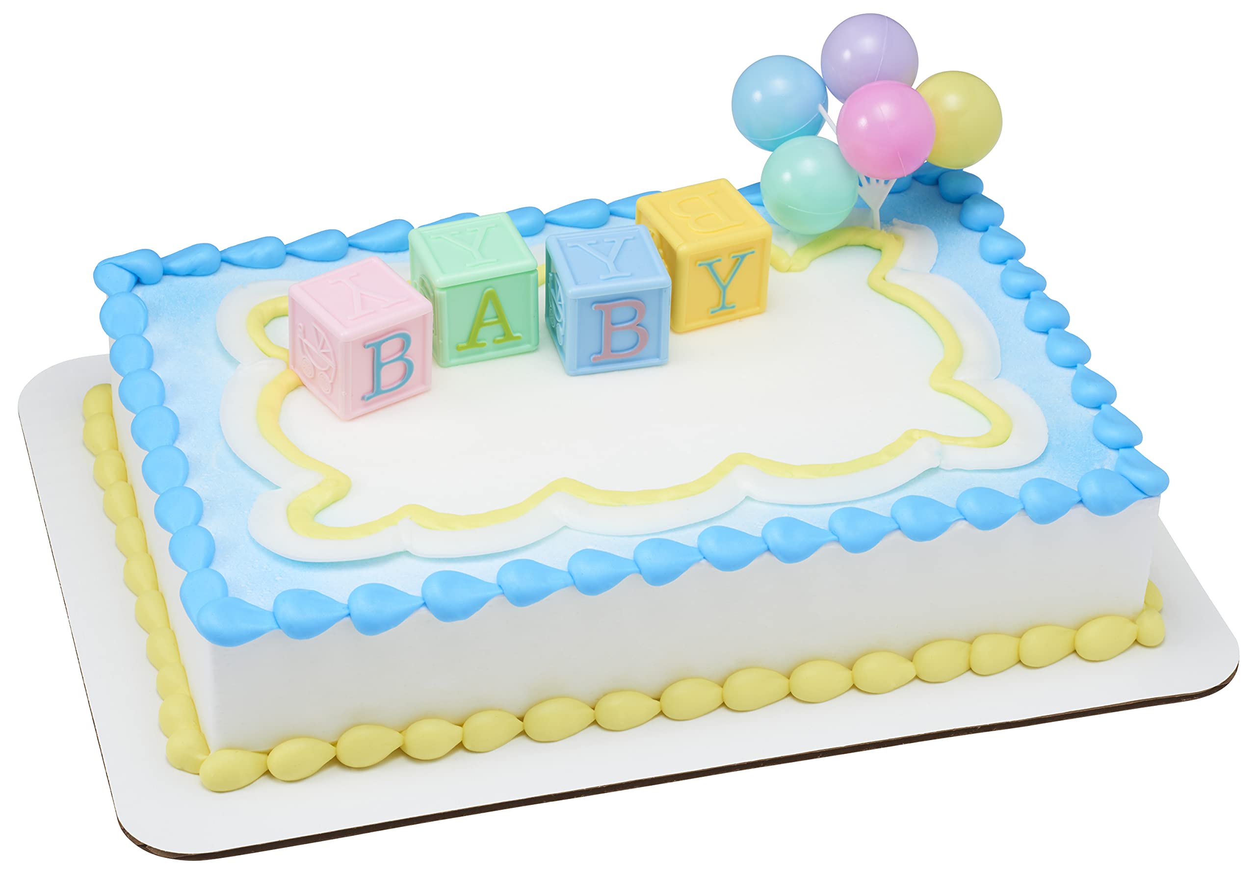 DecoPac B-A-B-Y Blocks DecoSet Cake Decoration Blue, Pink, Yellow, Approximately 5" high - Image 5