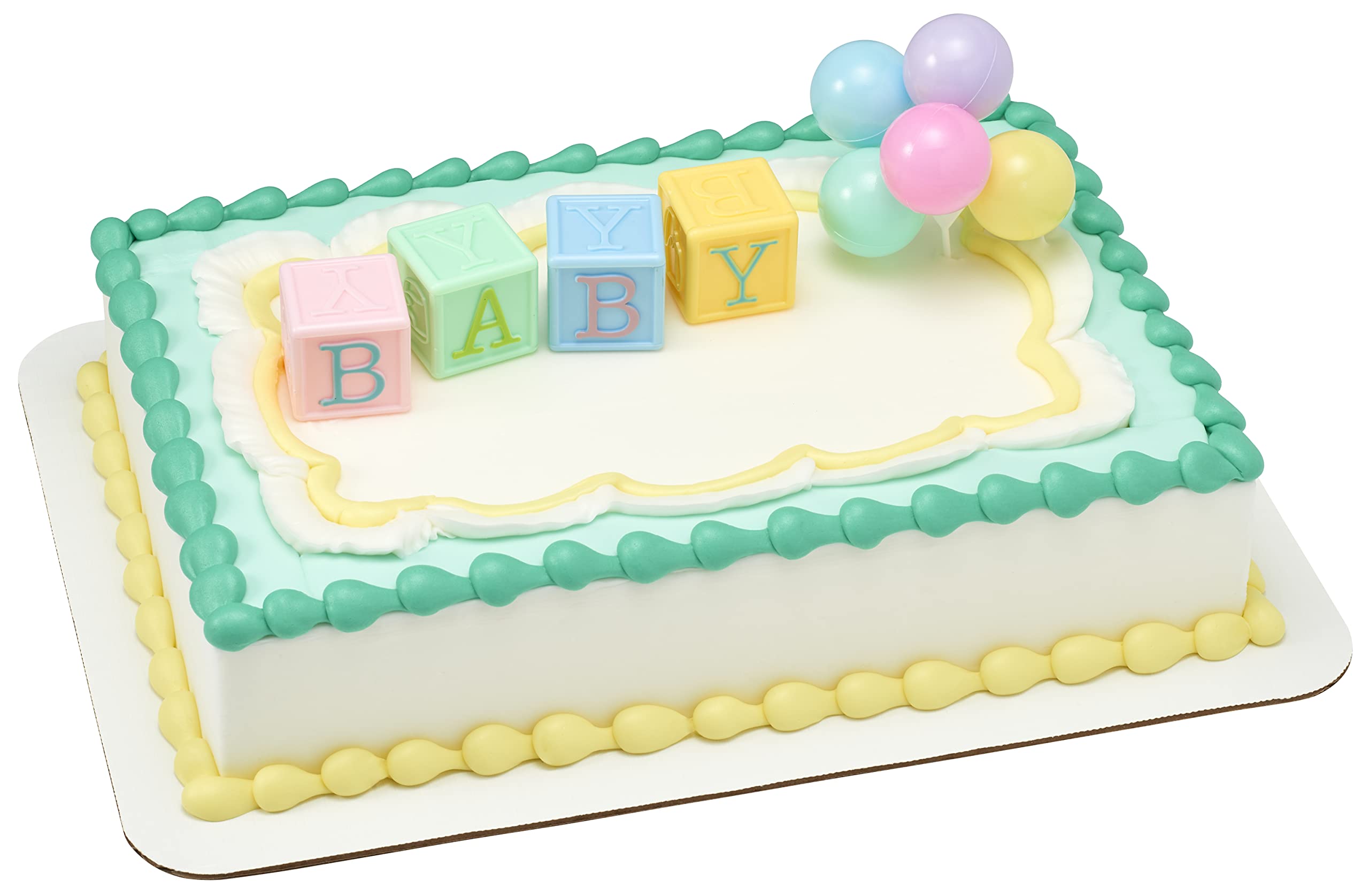 DecoPac B-A-B-Y Blocks DecoSet Cake Decoration Blue, Pink, Yellow, Approximately 5" high - Image 6