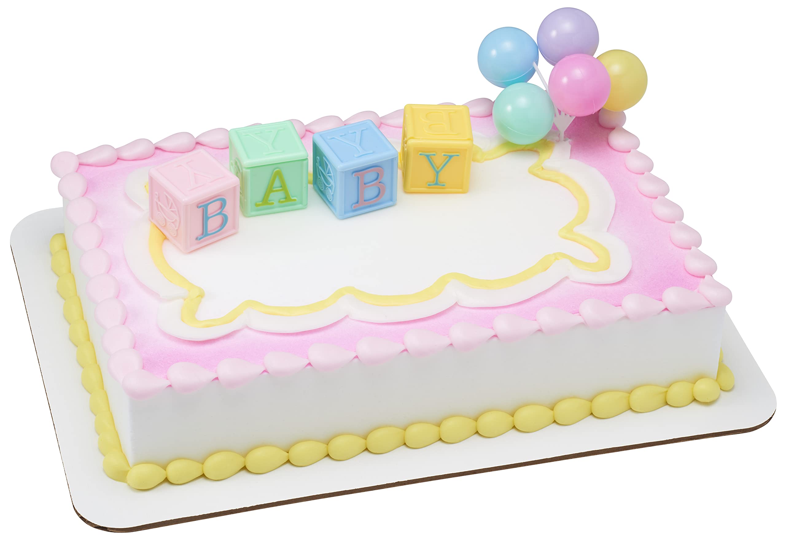 DecoPac B-A-B-Y Blocks DecoSet Cake Decoration Blue, Pink, Yellow, Approximately 5" high - Image 7