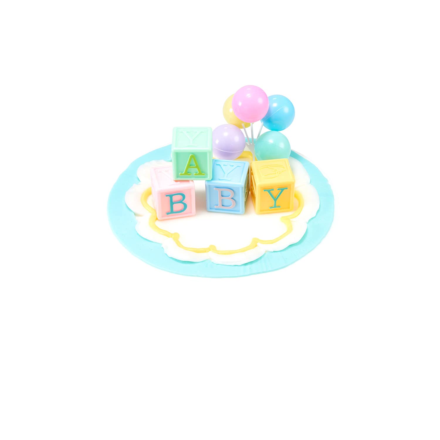 DecoPac B-A-B-Y Blocks DecoSet Cake Decoration Blue, Pink, Yellow, Approximately 5" high - Image 8
