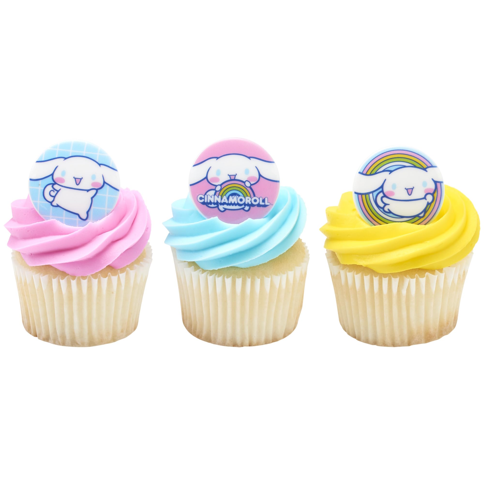 DecoPac Cinnamoroll Rings, 24 Hello Kitty Cupcake Decorations, Blue And Pink Toppers - 24 Pack - Image 6