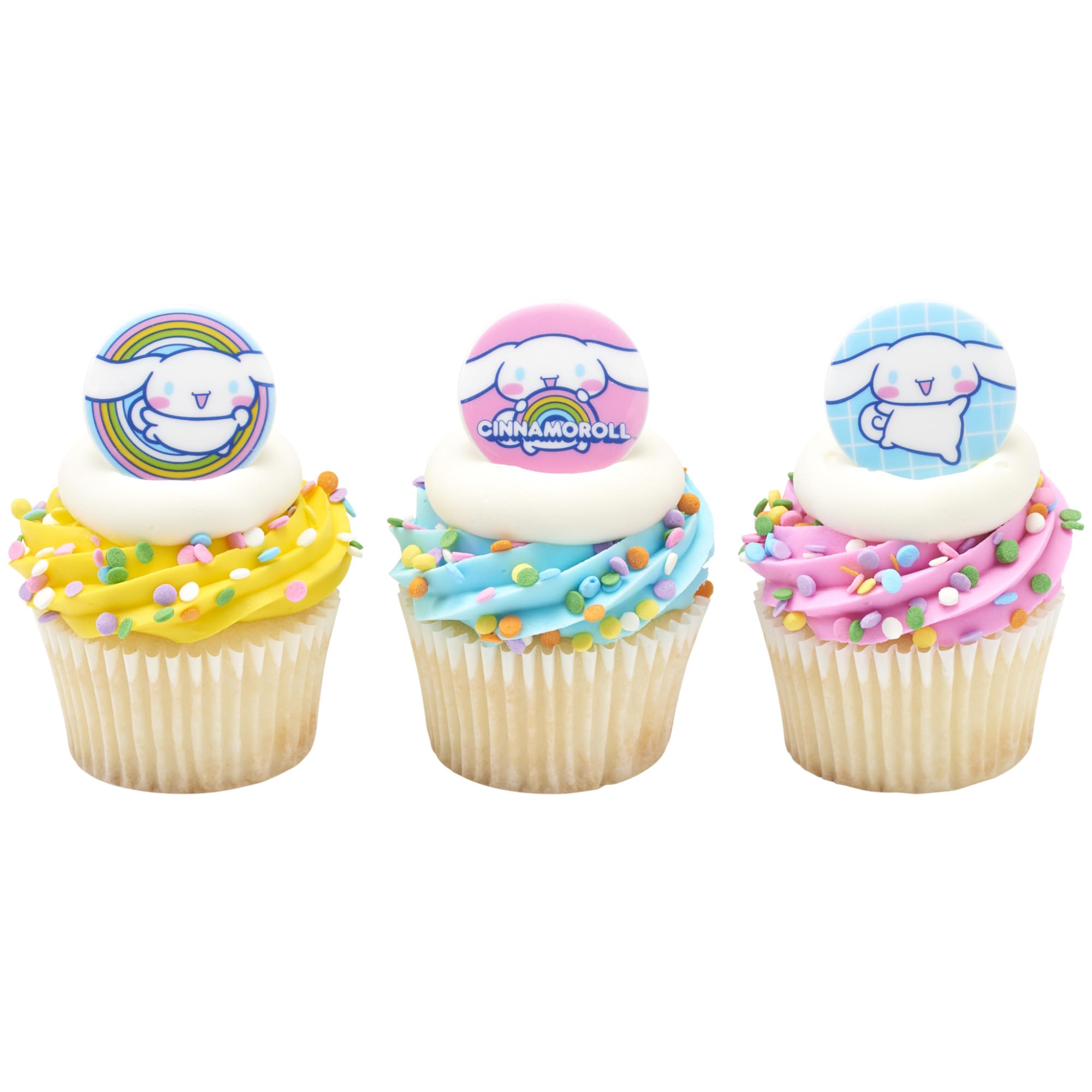 DecoPac Cinnamoroll Rings, 24 Hello Kitty Cupcake Decorations, Blue And Pink Toppers - 24 Pack - Image 8