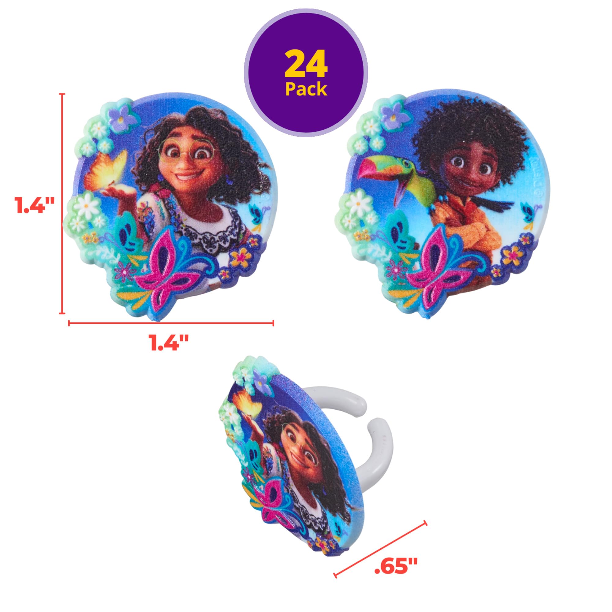 DecoPac Disney Encanto Rings, Cupcake Decorations Featuring Mirabel and Antonio, Multicolored 3D Food Safe Cake Toppers – 24 Pack - Image 3