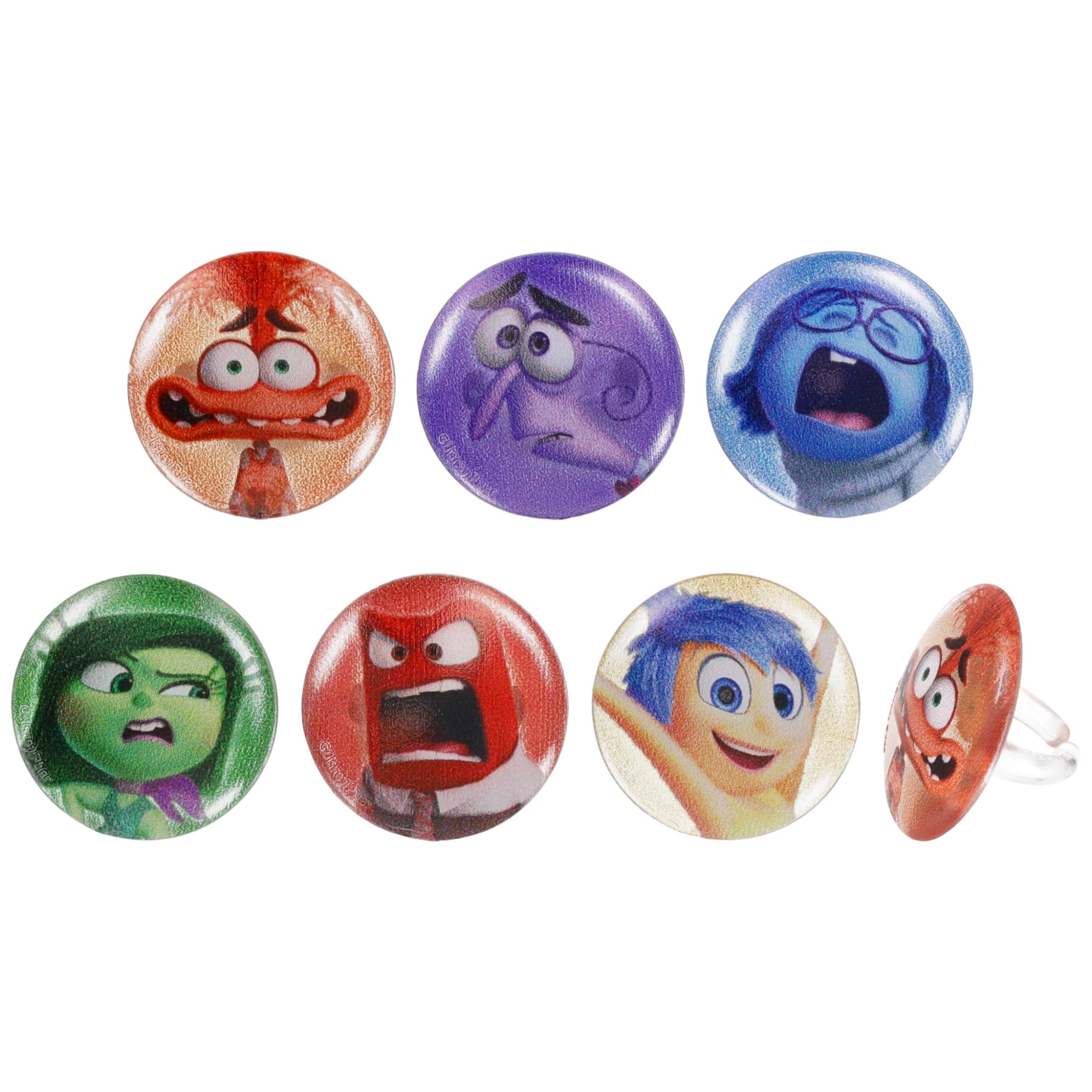 DecoPac Disney & Pixar's Inside Out 2 Bursts of Emotion Rings, Multicolored Cupcake Decorations, Food Safe Cupcake Toppers – 24 Pack - Image 5