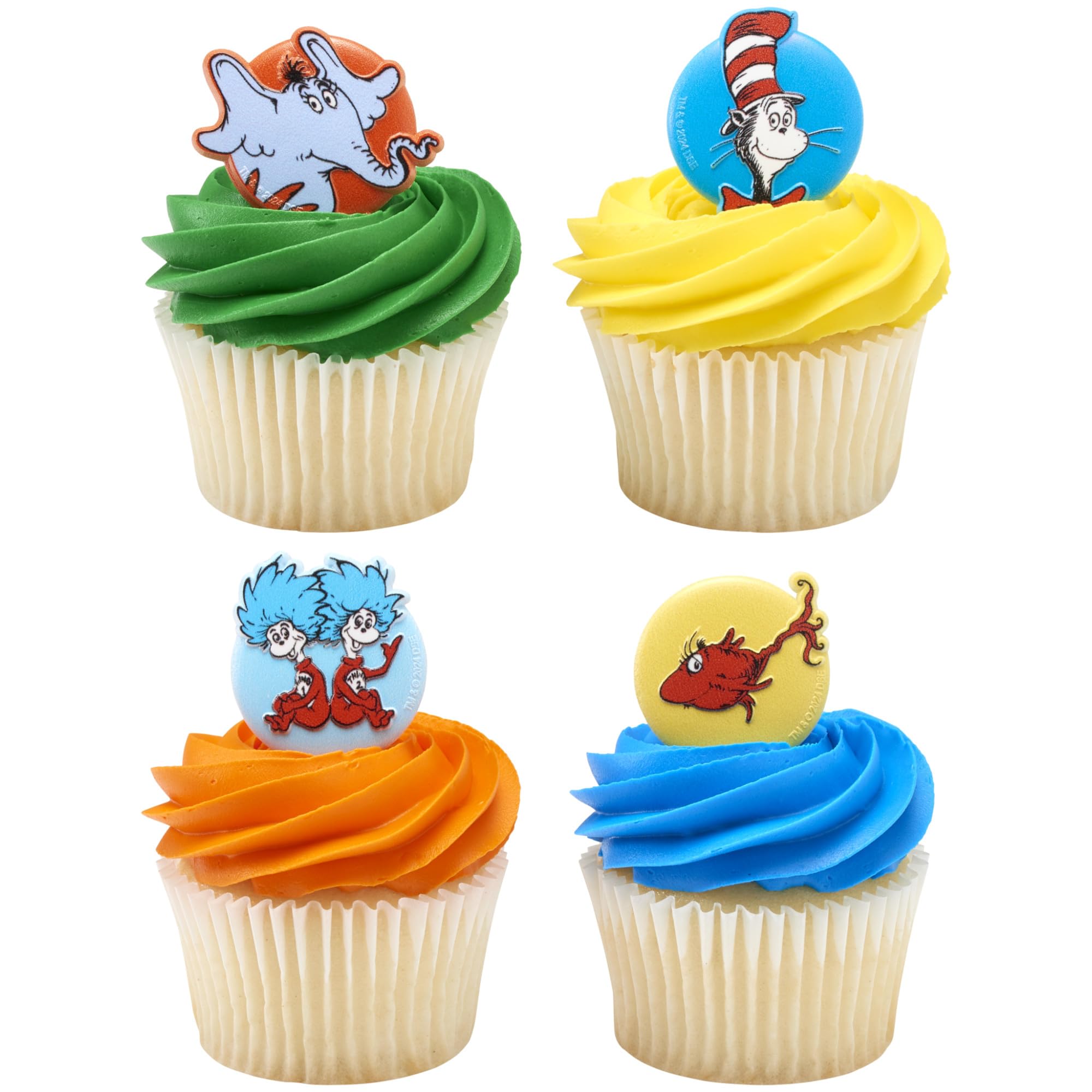 DecoPac Dr. Seuss Cupcake Rings, 24 Cupcake Decorations Featuring Horton, The Cat In The Hat, Things, Red Fish, For Birthday, Party, Celebrations - 24 Pack - Image 5