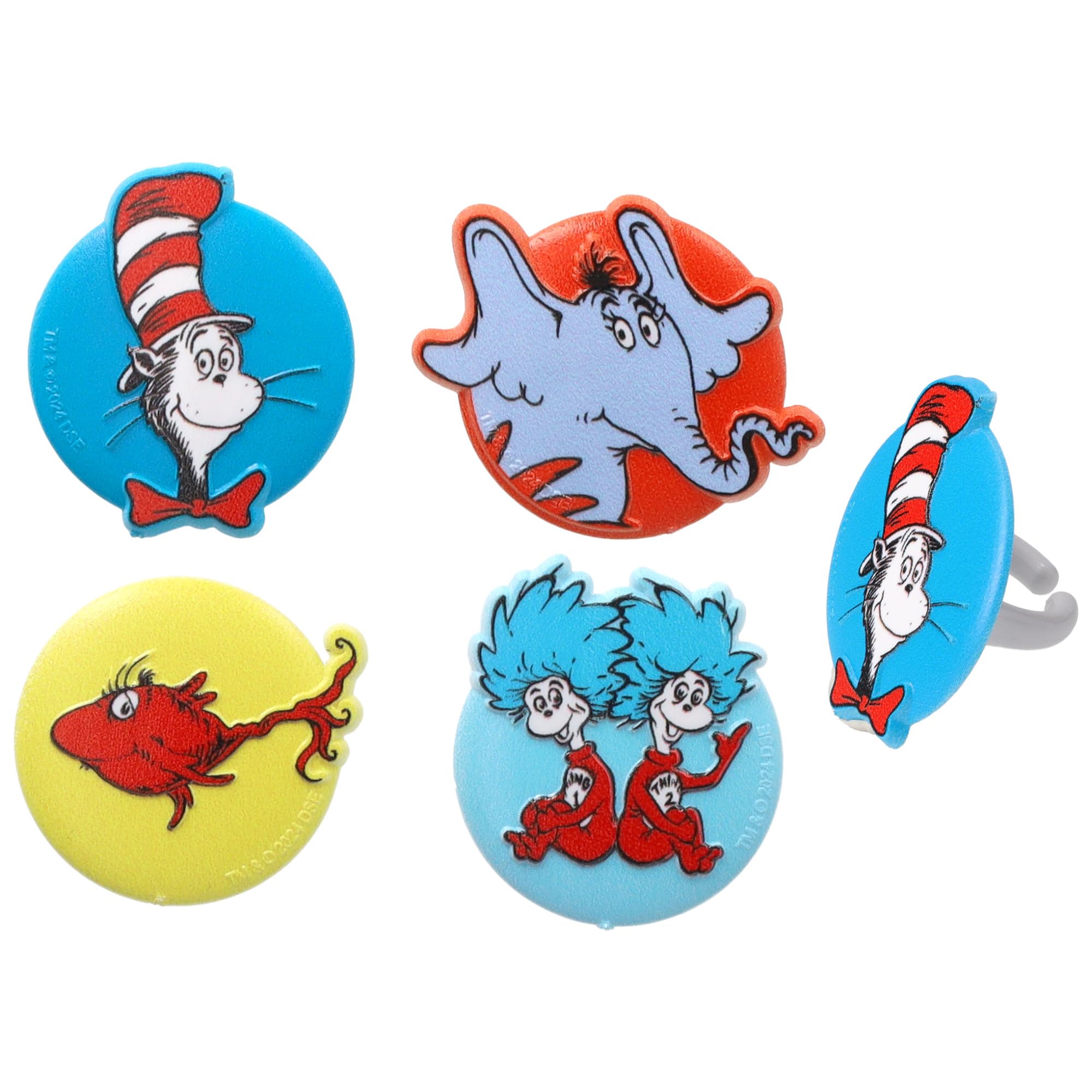 DecoPac Dr. Seuss Cupcake Rings, 24 Cupcake Decorations Featuring Horton, The Cat In The Hat, Things, Red Fish, For Birthday, Party, Celebrations - 24 Pack - Image 6