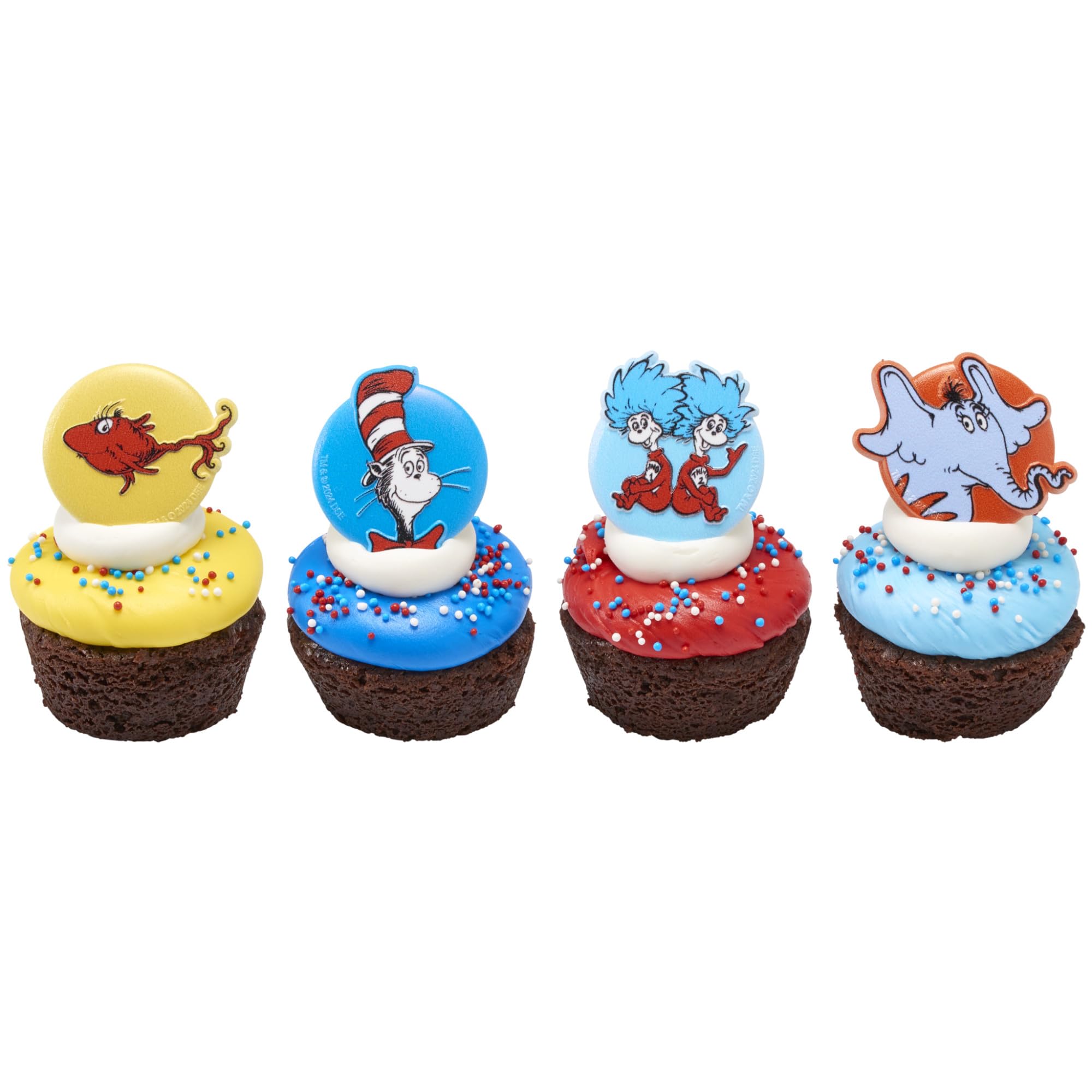 DecoPac Dr. Seuss Cupcake Rings, 24 Cupcake Decorations Featuring Horton, The Cat In The Hat, Things, Red Fish, For Birthday, Party, Celebrations - 24 Pack - Image 9