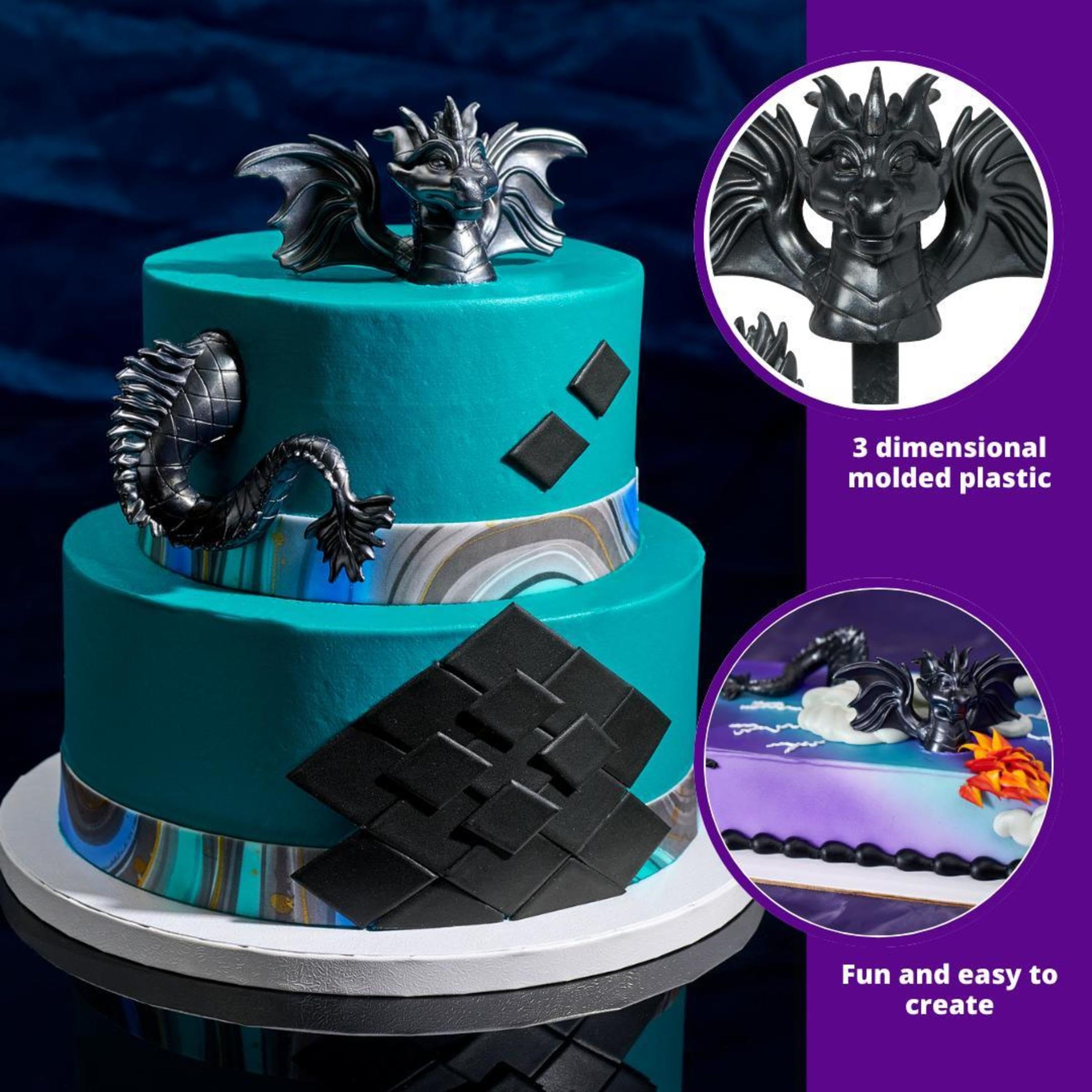 Decopac Dragon Creations Cake Decorations - Cake Topper, Gray - Image 3