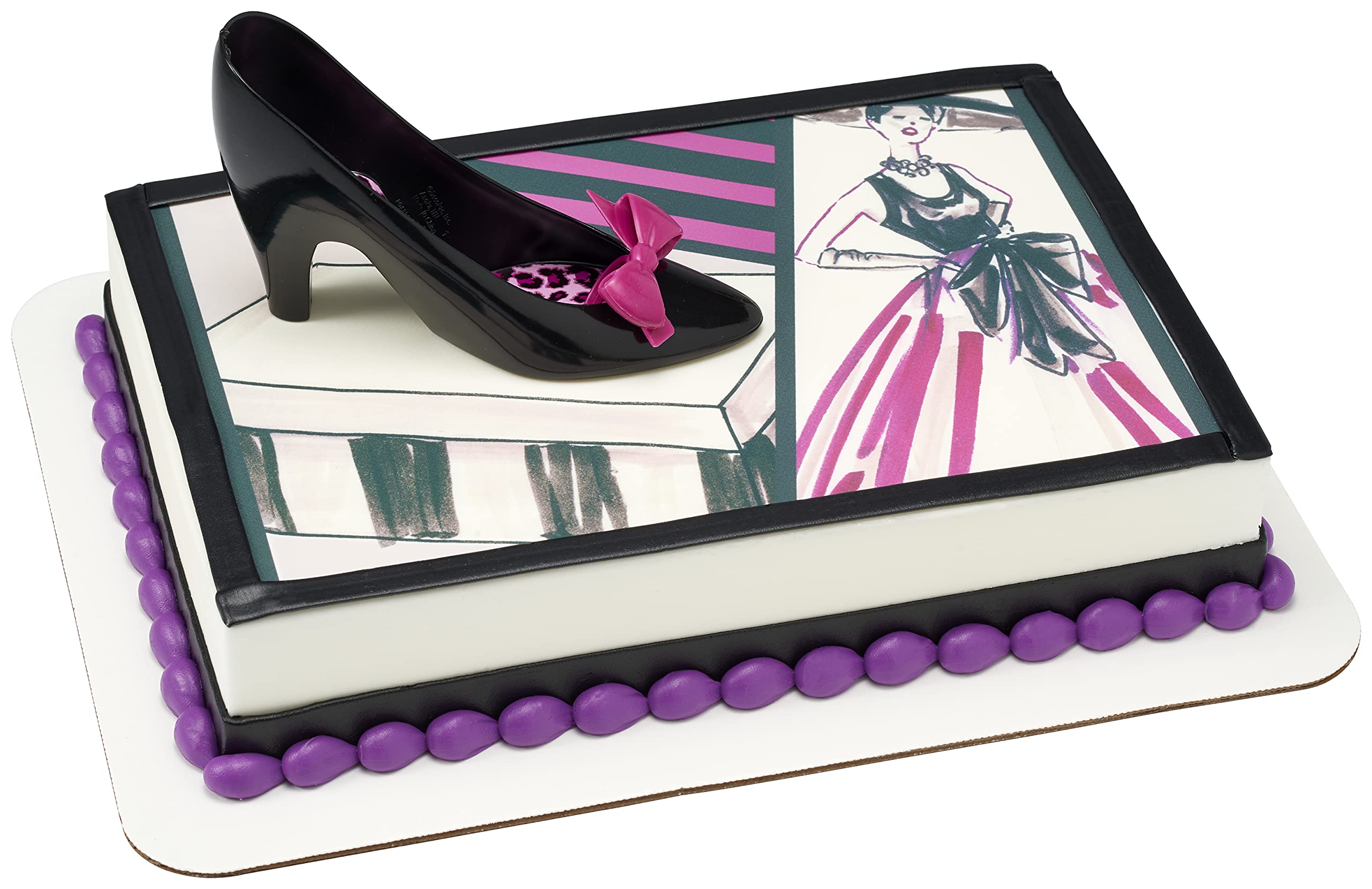 DecoPac Favorite High Heels DecoSet Cake Decoration Black/Hot Pink - Image 4