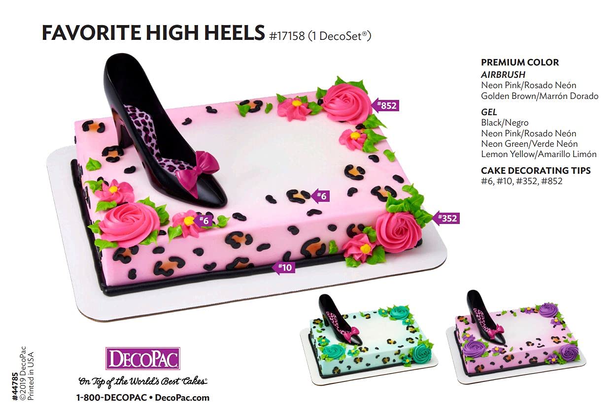 DecoPac Favorite High Heels DecoSet Cake Decoration Black/Hot Pink - Image 7