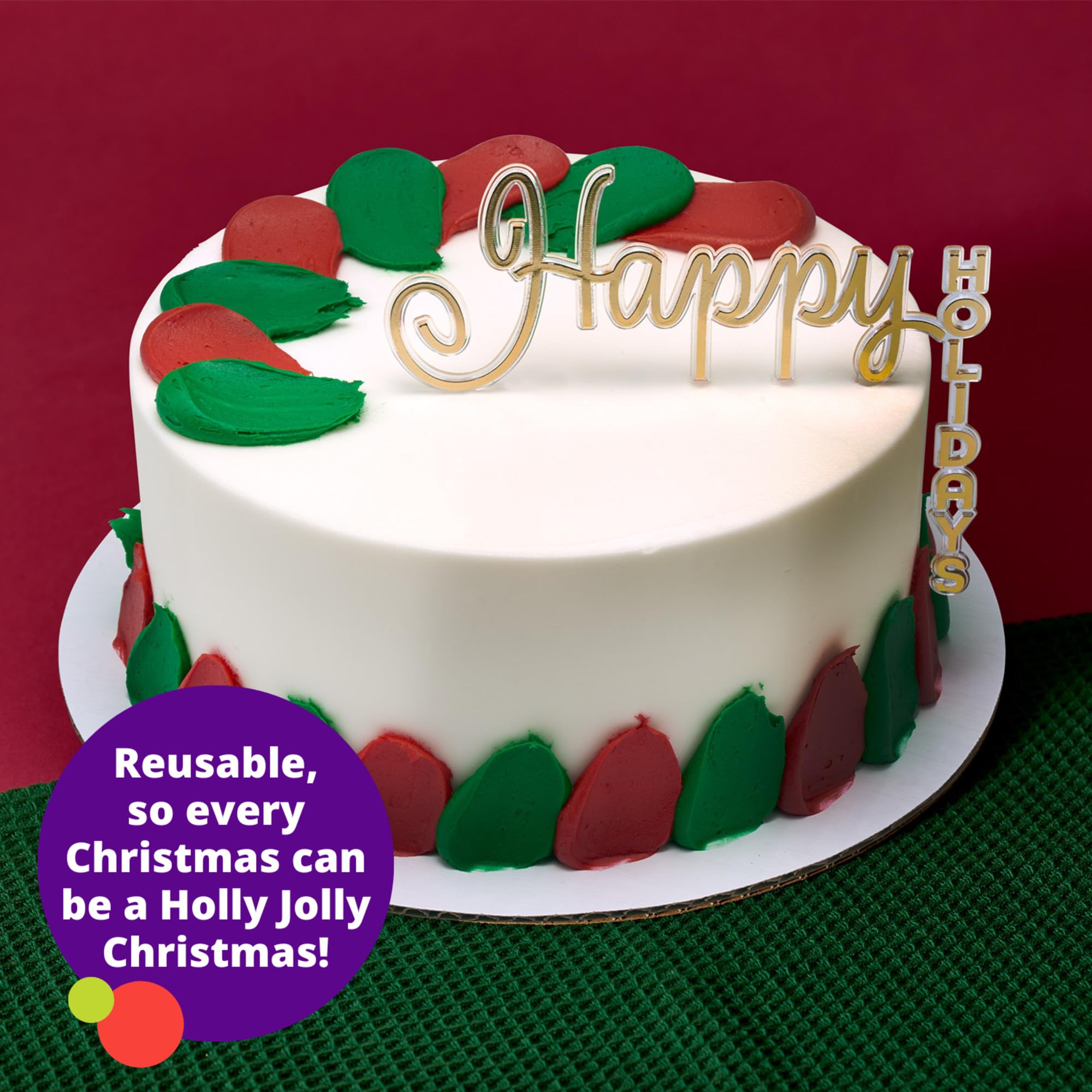 DecoPac Happy Holidays Cake Topper, Gold Christmas Decoration For Festive Parties & Celebrations, Food Safe Cake Pic– 24 Pack - Image 3