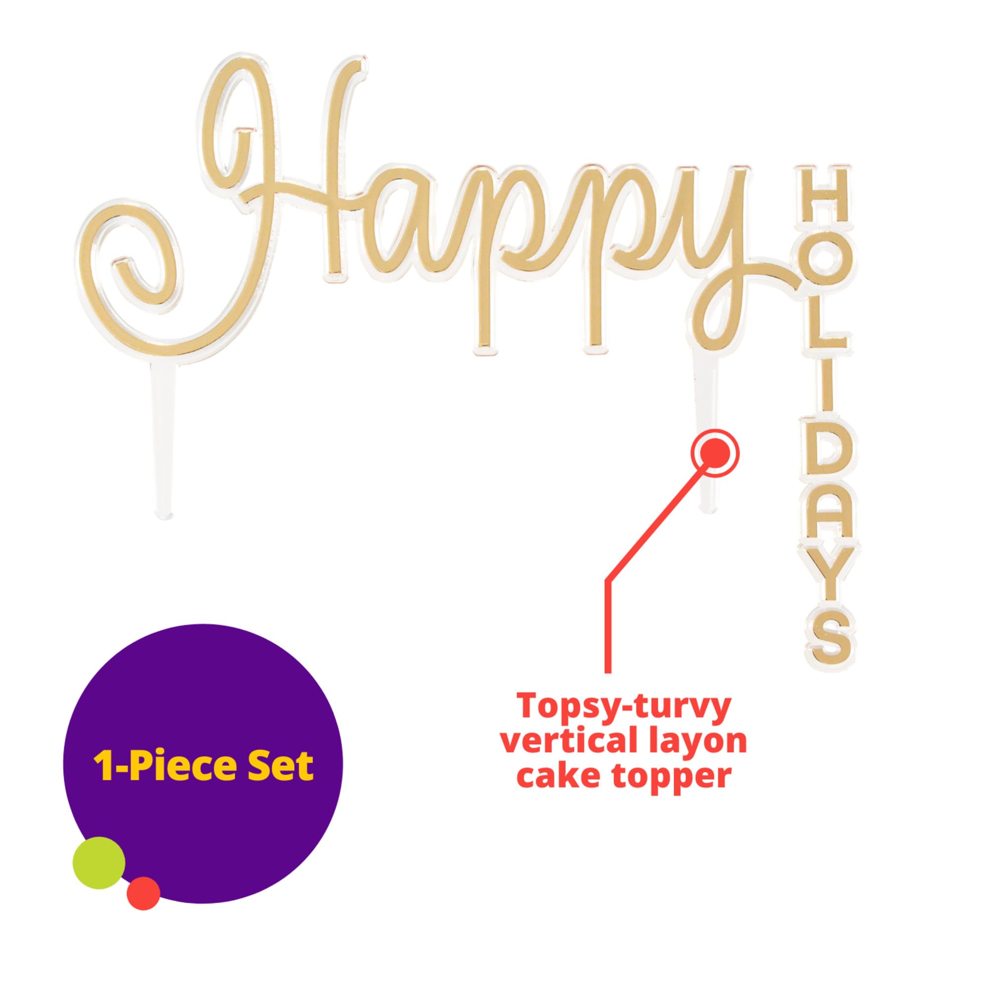 DecoPac Happy Holidays Cake Topper, Gold Christmas Decoration For Festive Parties & Celebrations, Food Safe Cake Pic– 24 Pack - Image 4