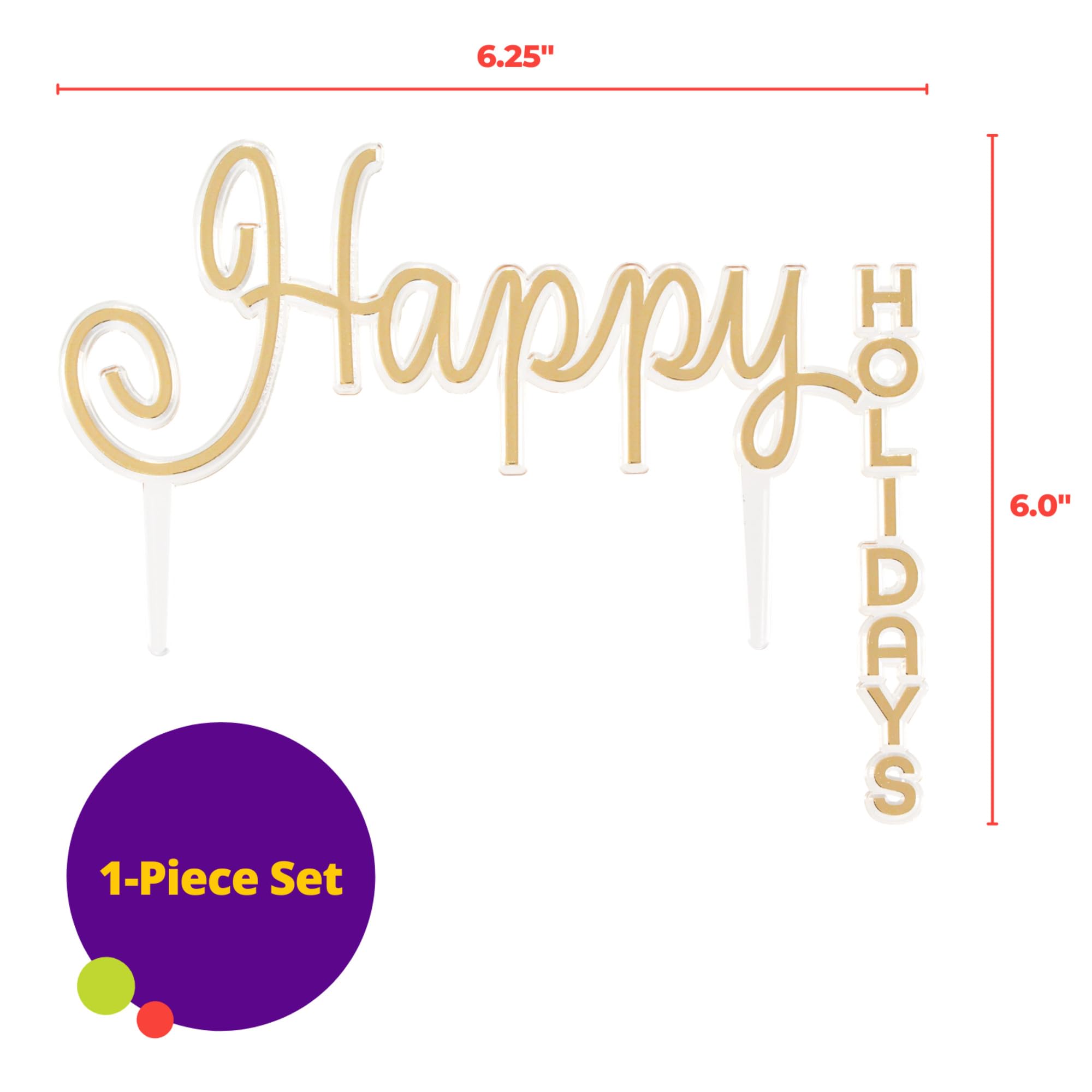 DecoPac Happy Holidays Cake Topper, Gold Christmas Decoration For Festive Parties & Celebrations, Food Safe Cake Pic– 24 Pack - Image 5