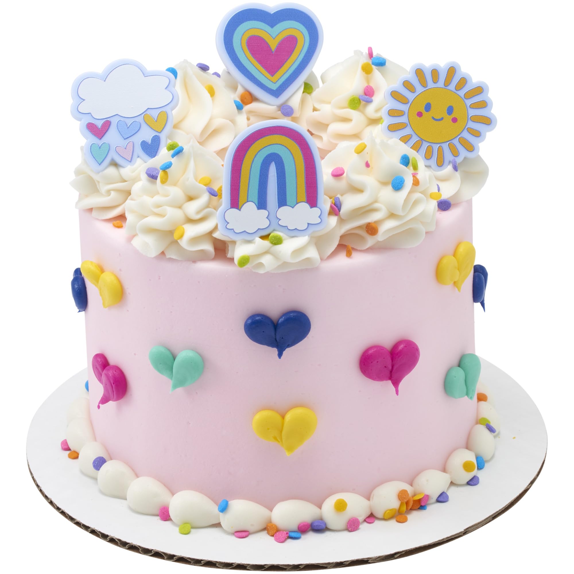 DecoPac Joyful Sunshine Cupcake Toppers, 24 Colorful Cupcake Rings For Birthday Parties, Featuring Rainbows, Hearts, Clouds, & Sun - 24 Pack - Image 7