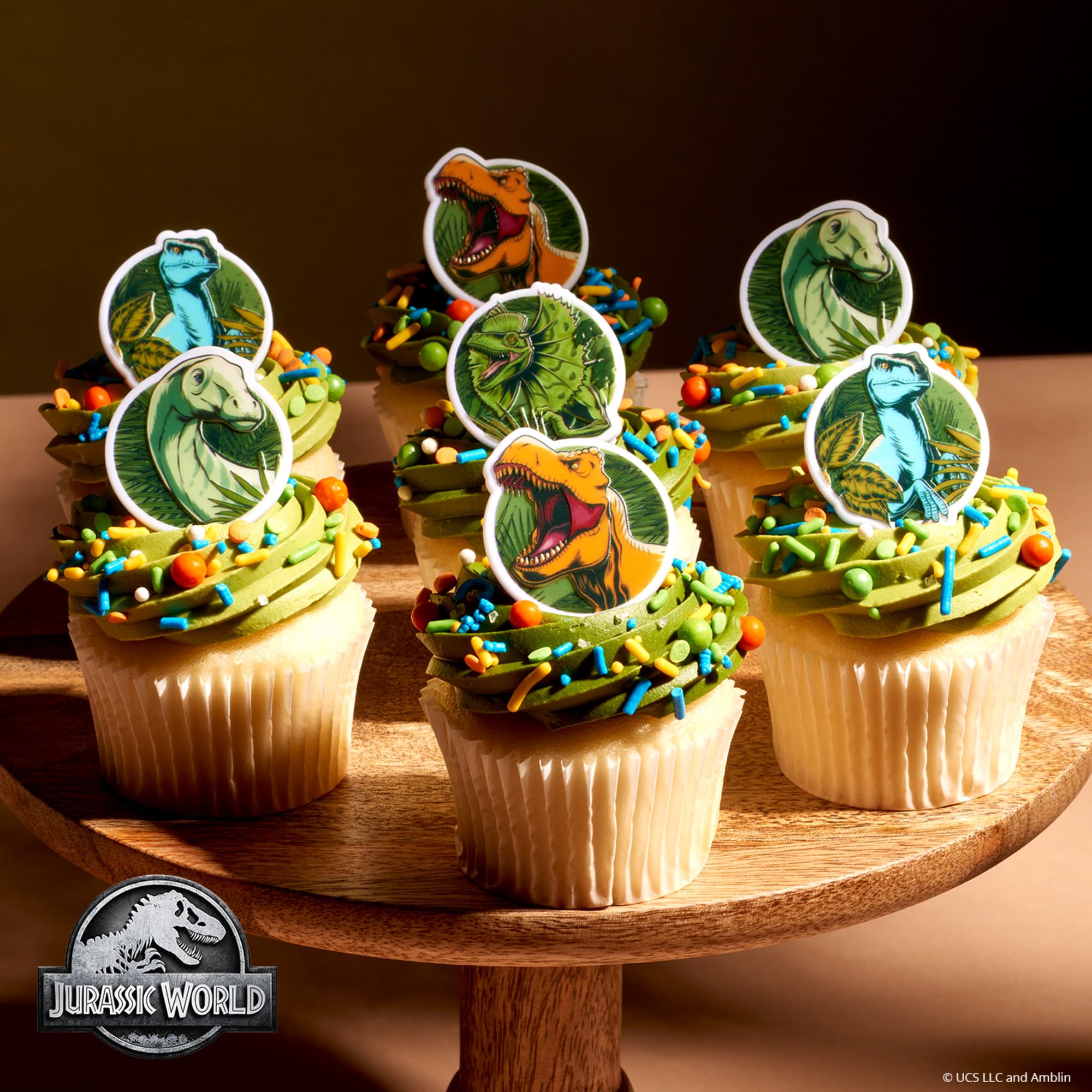 DecoPac Jurassic World Cupcake Rings, 24 Dinosaur Cupcake Decorations For Birthday, Party, Celebrations- 24 Pack - Image 4