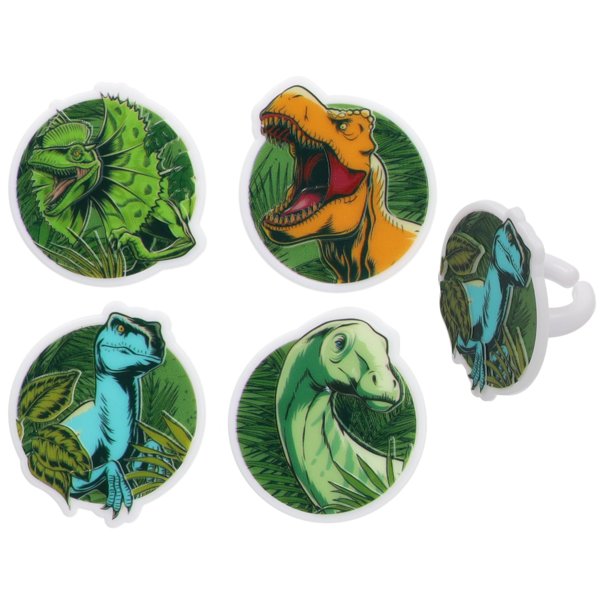DecoPac Jurassic World Cupcake Rings, 24 Dinosaur Cupcake Decorations For Birthday, Party, Celebrations- 24 Pack - Image 8
