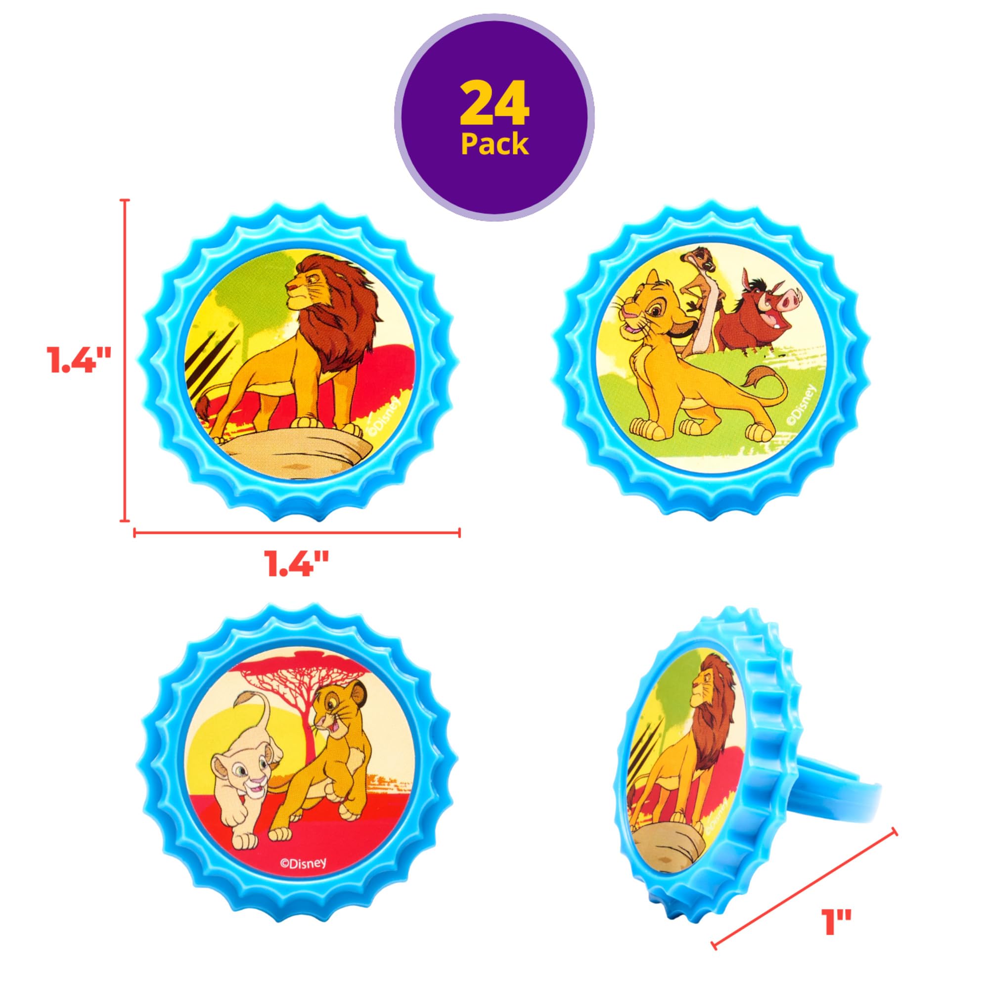 DecoPac Lion King Cupcake Rings, 24 Disney's The Lion King Cupcake Decorations Featuring Simba, Timon, Pumbaa, & Nala, For Birthday Parties & Celebrations, Food Safe Cake Toppers – 24 Pack - Image 4