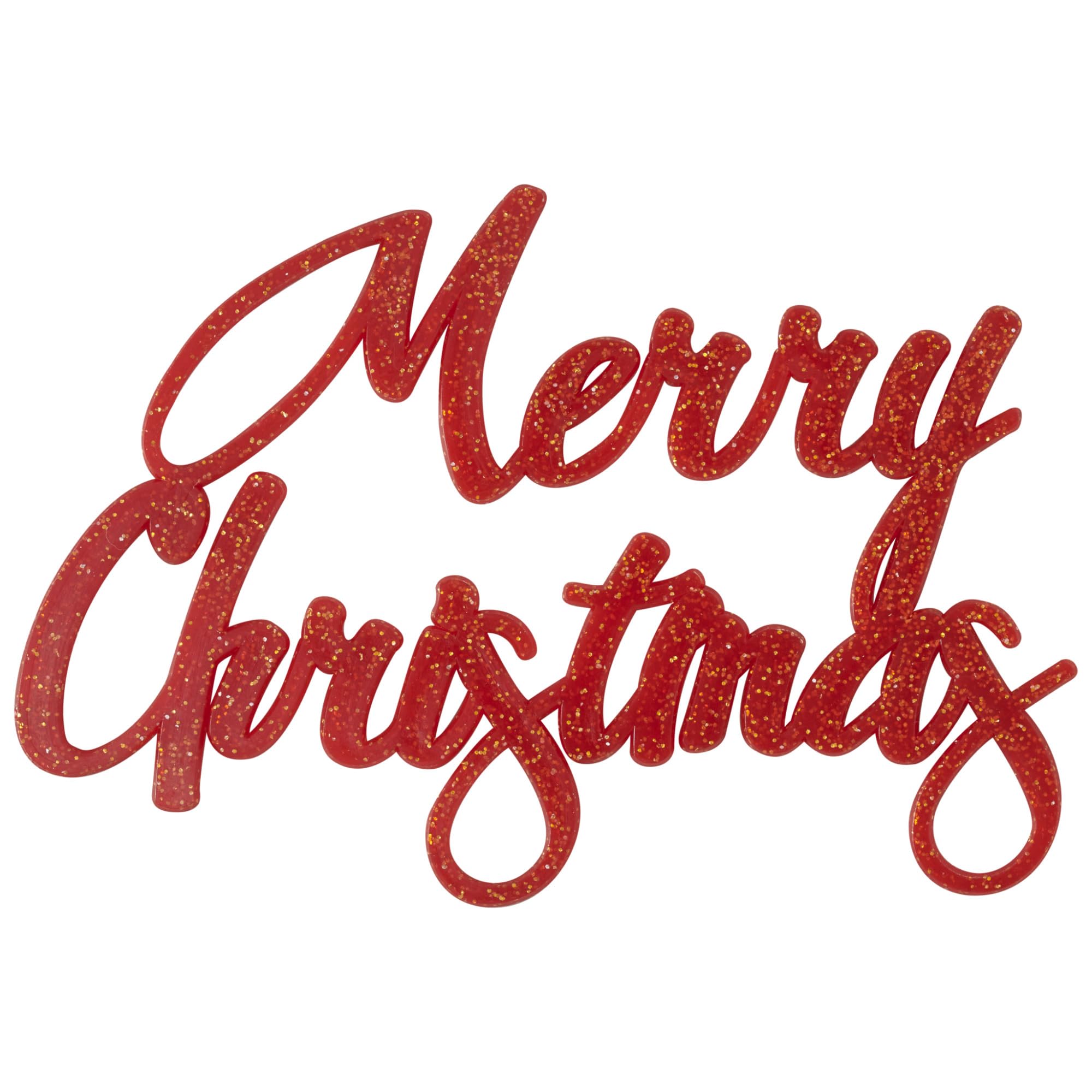 DecoPac Merry Christmas Glitter Cake Decoration, Christmas Topper For Festive Parties & Celebrations, Festive Red Script Cake Topper, Food Safe - Image 8
