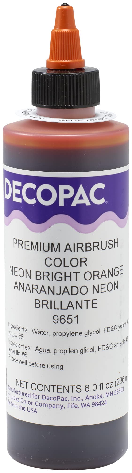 DecoPac Neon Bright Orange Airbrush Color, Orange Food Colouring, Food Safe, Orange, 8 oz - Image 4