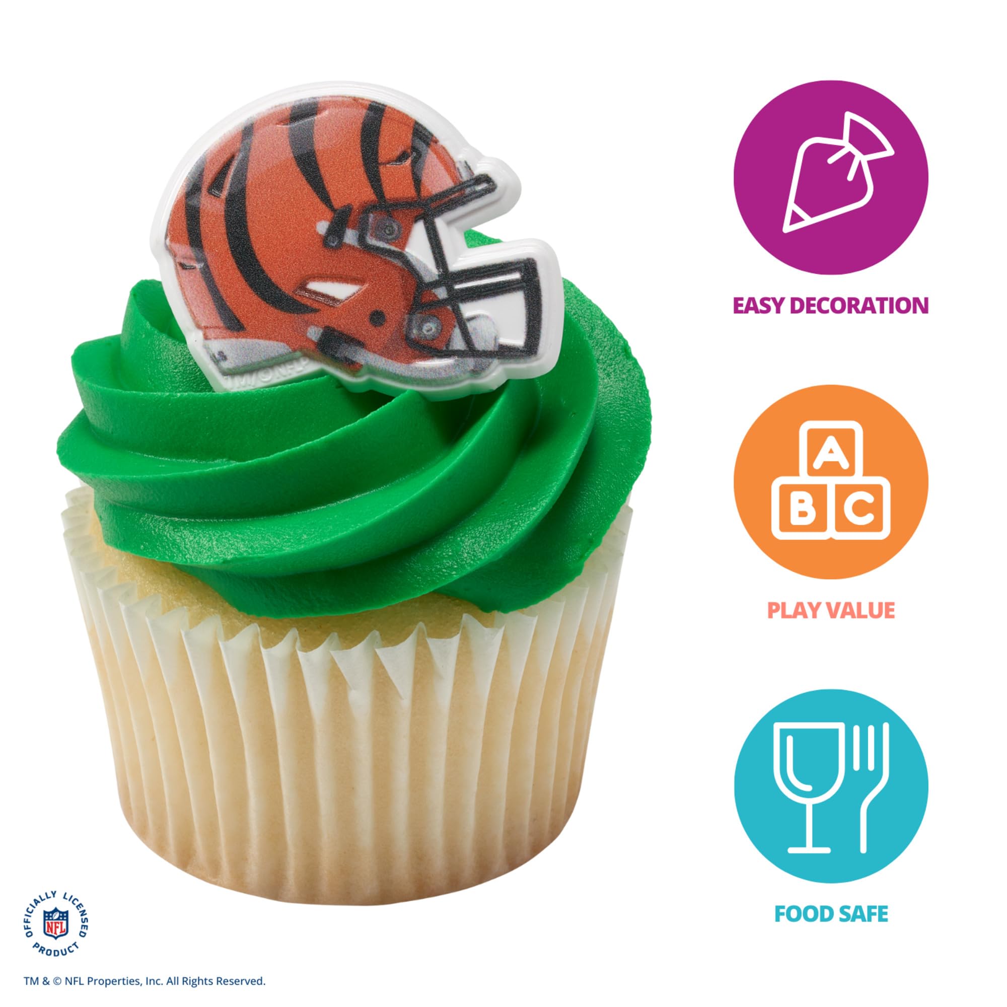 DecoPac NFL San Francisco 49ers Helmet Rings, 24 Football Cupcake Decorations, Officially Licensed, Football Rings, Food Safe Cake Toppers – 24 Pack - Image 3