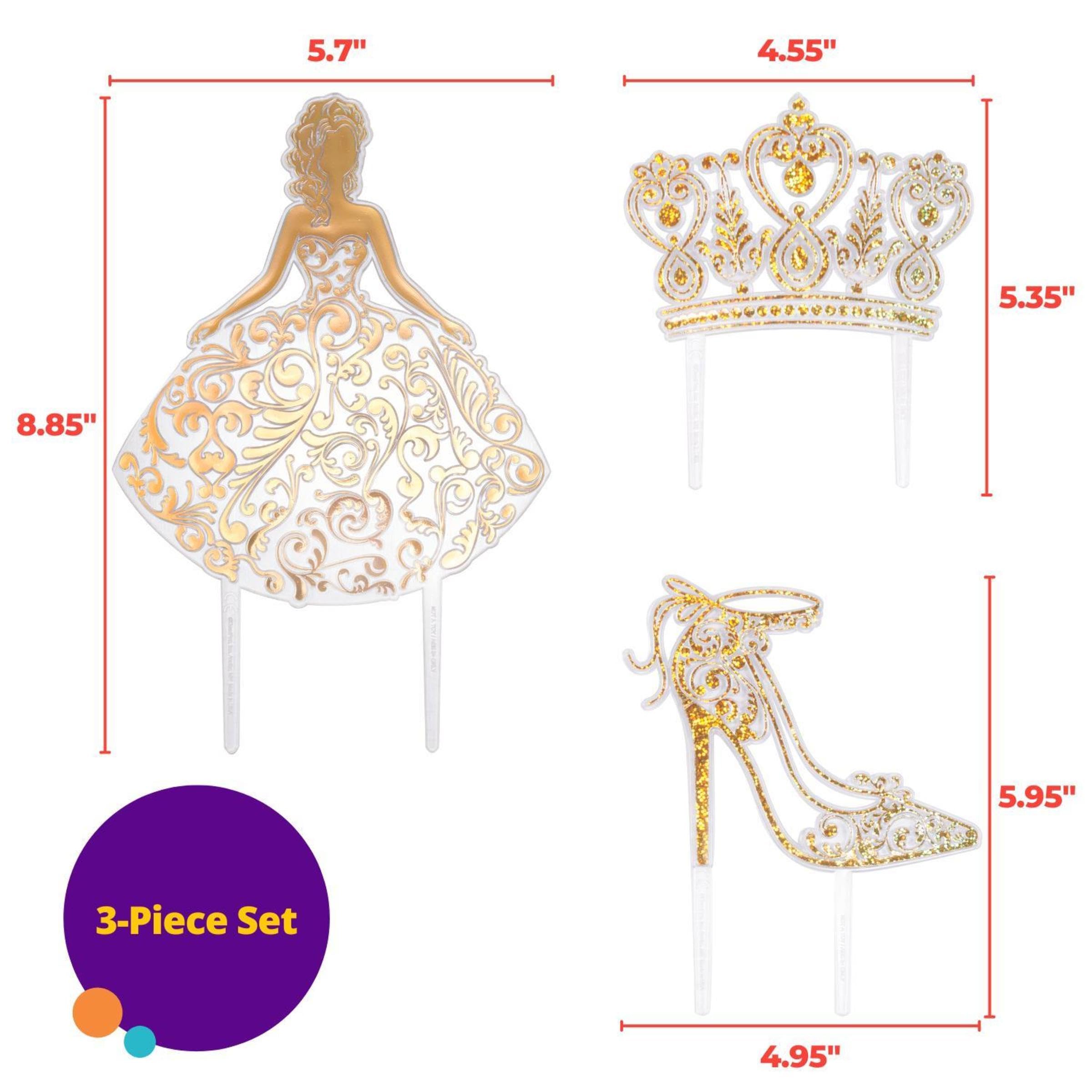 DecoPac QUINCEANERA Cake Decorating Kit, XL-GOLD Cake and Cupcake Toppers for Girls Sweet 15 Birthdays and Parties, Quince Años - Image 5