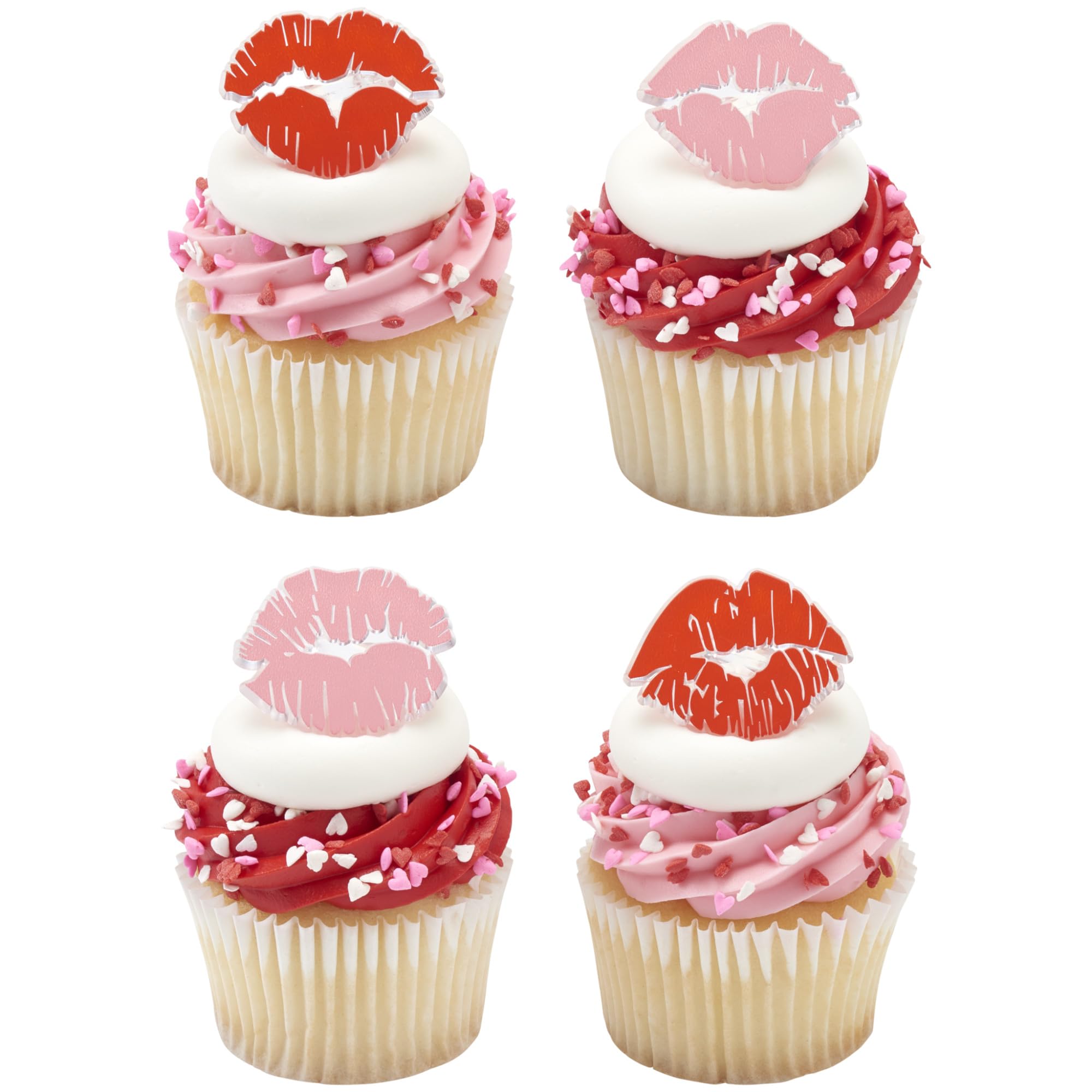 DecoPac Say It With Kisses Rings, 24 Red Lip Cupcake Decorations For Valentine's Day, Wedding, Engagement, Bachelorette, Anniversary, Food Safe Cake Toppers - 24 Pack - Image 8
