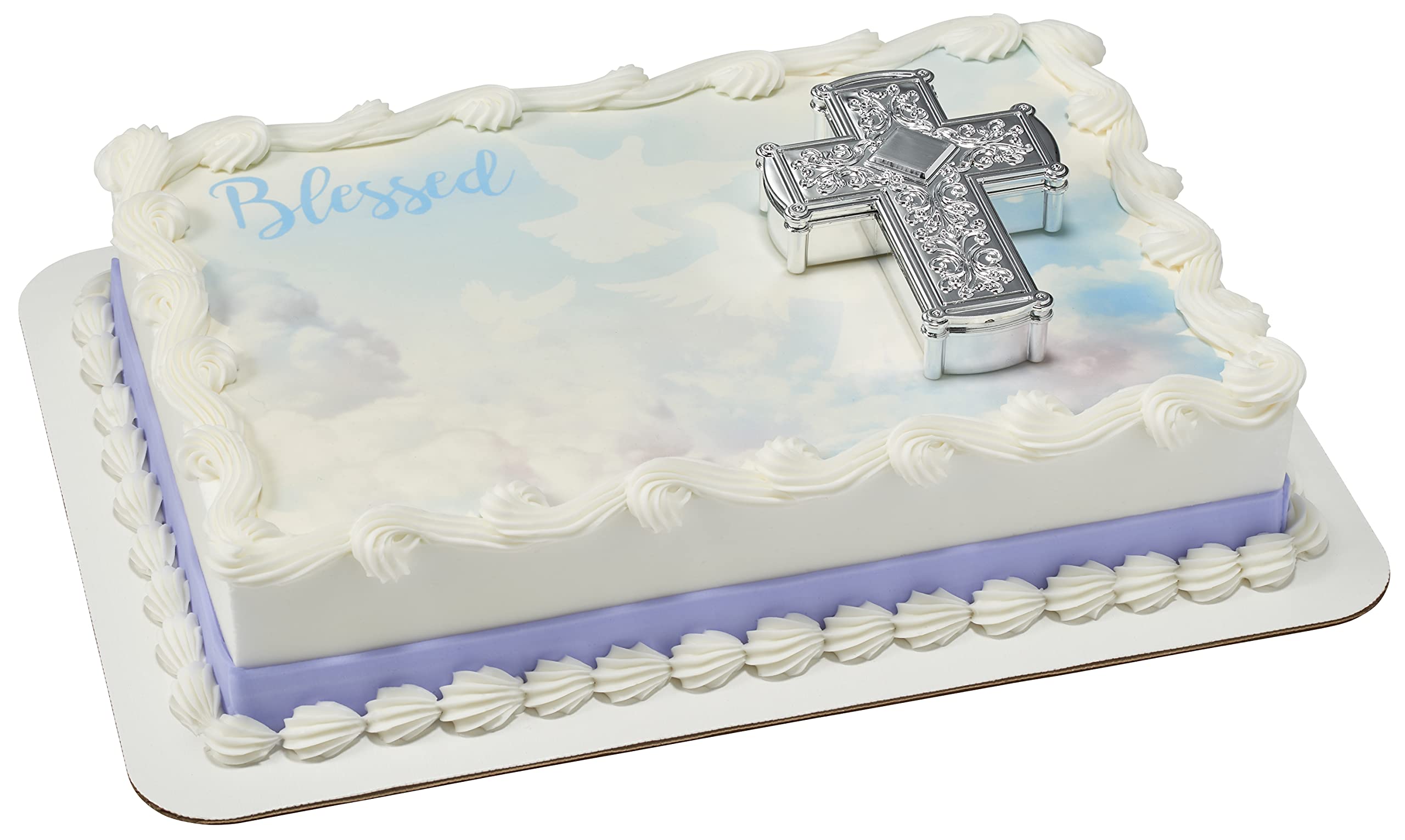 DecoPac Silver Cross Cake Topper, Ornate Cake Decoration For Easter, Christening, Baptism, Confirmation, Wedding, Religious Celebration, Keepsake Box, Food Safe 4.5" x 3.2" x 1" - Image 4