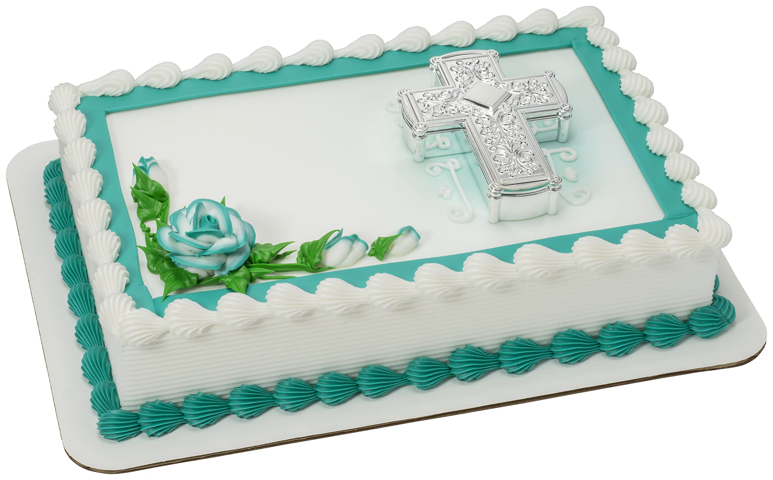 DecoPac Silver Cross Cake Topper, Ornate Cake Decoration For Easter, Christening, Baptism, Confirmation, Wedding, Religious Celebration, Keepsake Box, Food Safe 4.5" x 3.2" x 1" - Image 5