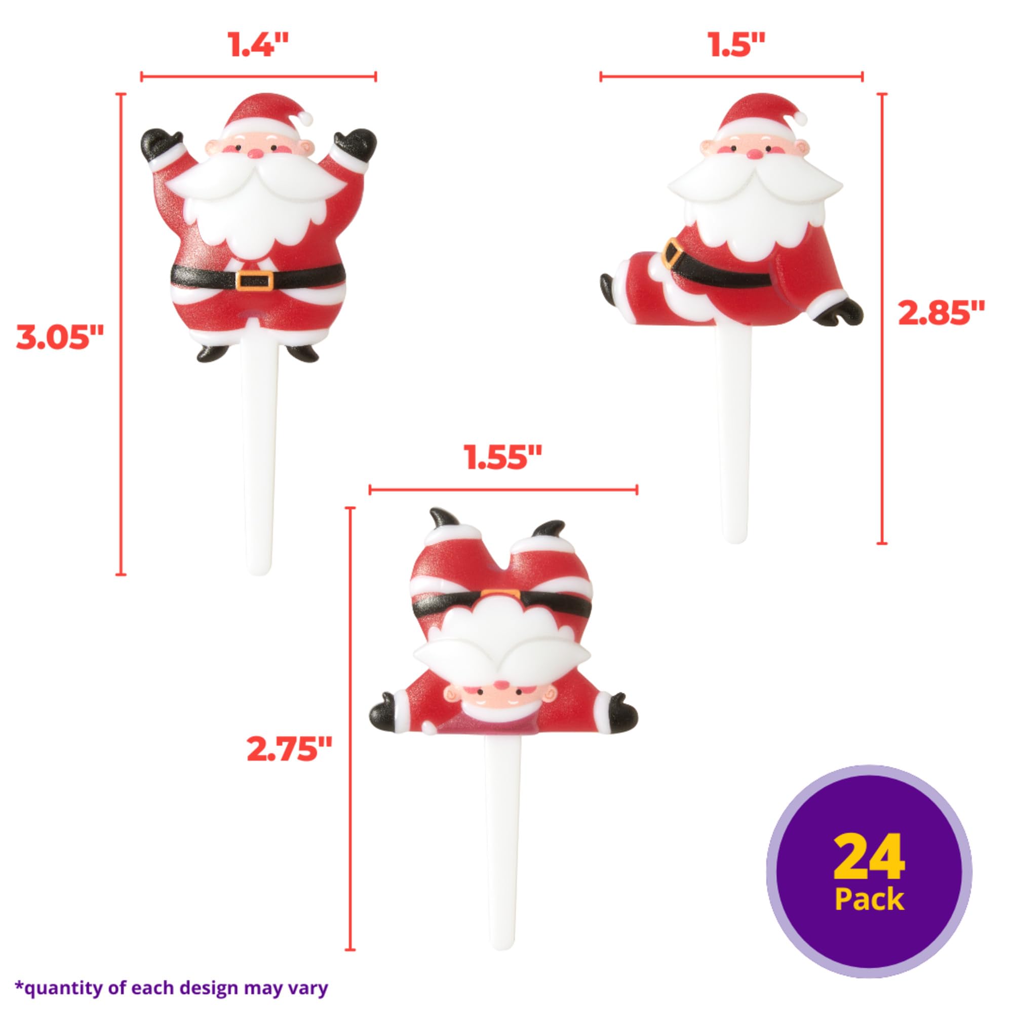 DecoPac Tumbling Santa Cake Toppers, 24 Christmas Cake Decorations For Festive Parties & Celebrations, Father Christmas, Food Safe – 24 Pack - Image 3