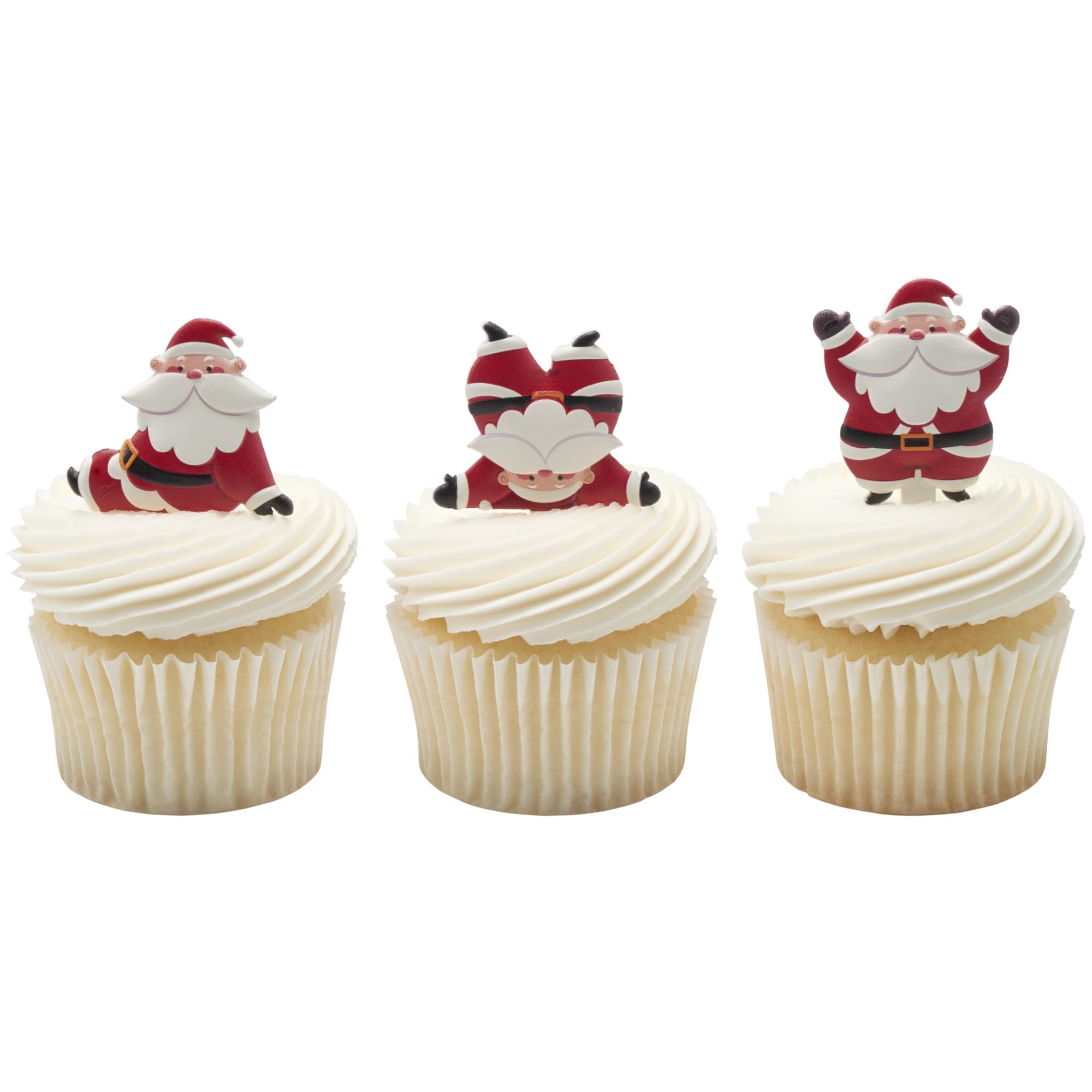DecoPac Tumbling Santa Cake Toppers, 24 Christmas Cake Decorations For Festive Parties & Celebrations, Father Christmas, Food Safe – 24 Pack - Image 5