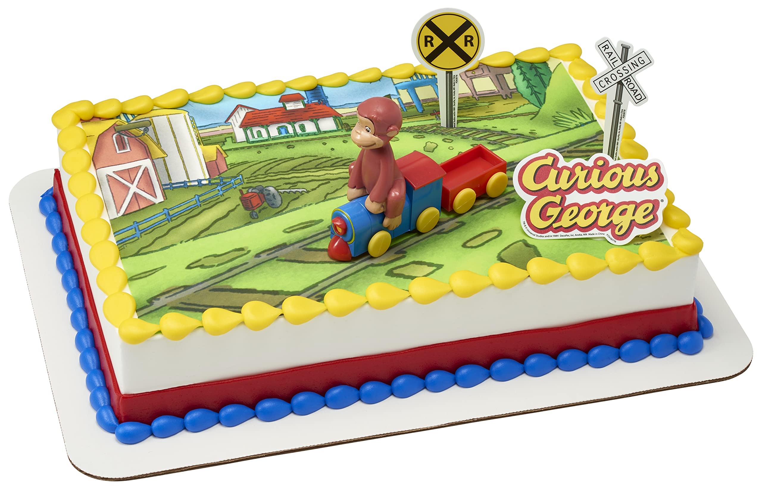 DecoSet® Curious George Train Cake Topper, 4-Piece Set, Keepsake Figures for Hours of Fun, Create an Adorable Birthday Centerpiece - Image 3