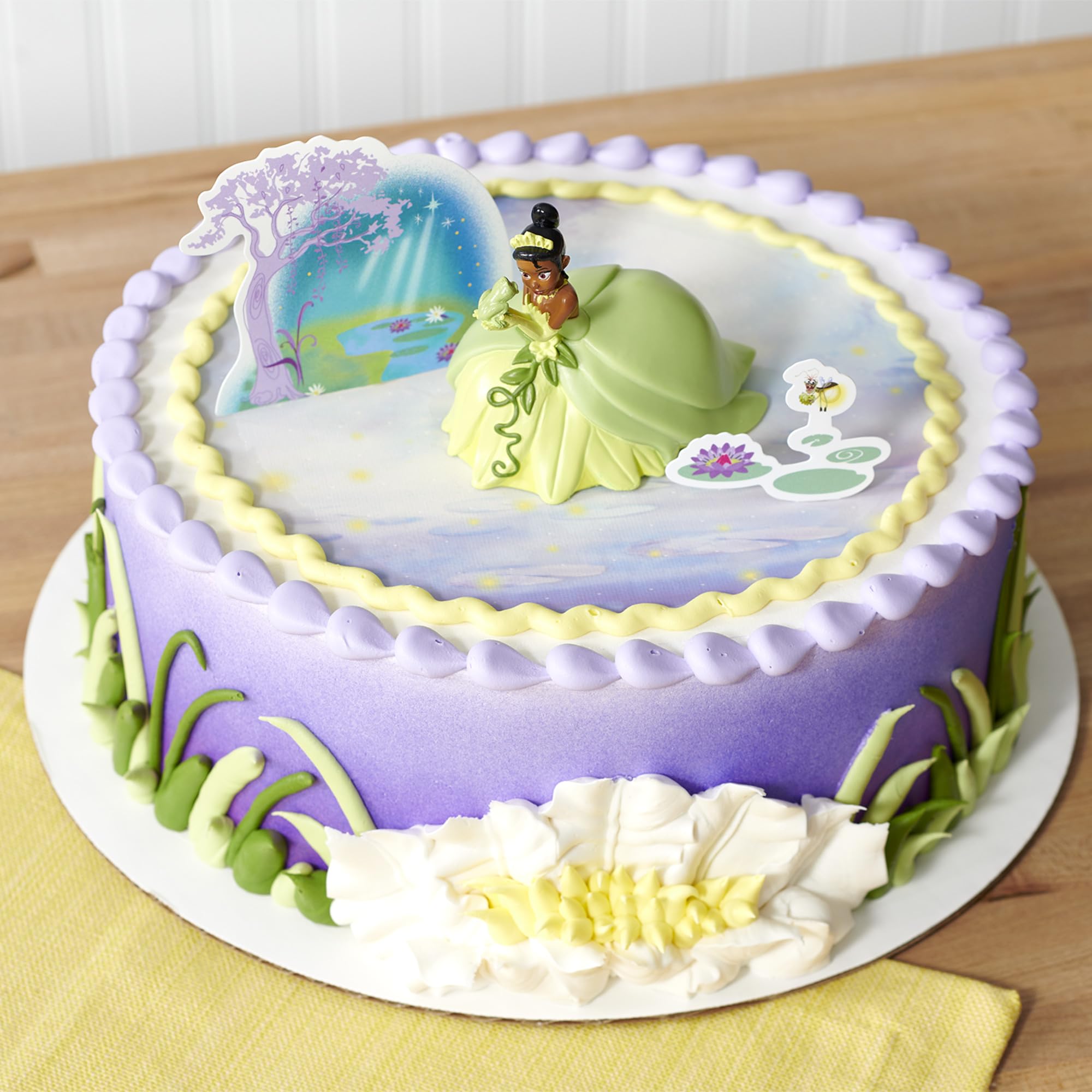 DecoSet® Disney Princess Tiana Cake Topper, 3-Piece Cake Decoration With Tiana And Frog Figurine, Water Lily Pic, And Background Scenery Pic - Image 5