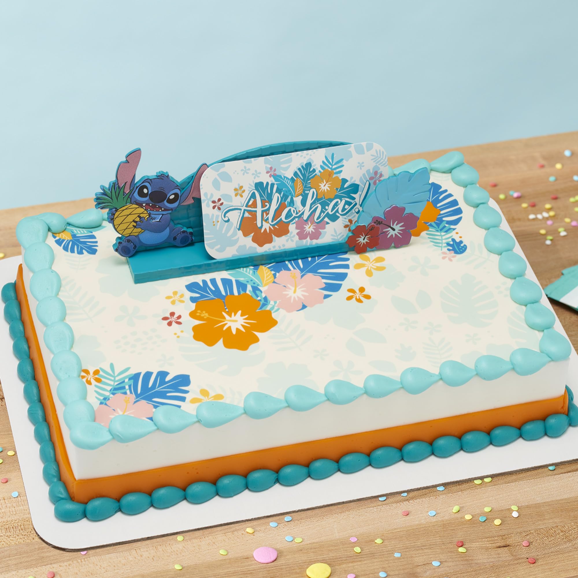 DecoSet® Disney's Stitch Aloha Cake Topper, Decoration Set with Photo Or Message Holder, Personalizable | For Birthday And Celebrations - Image 7