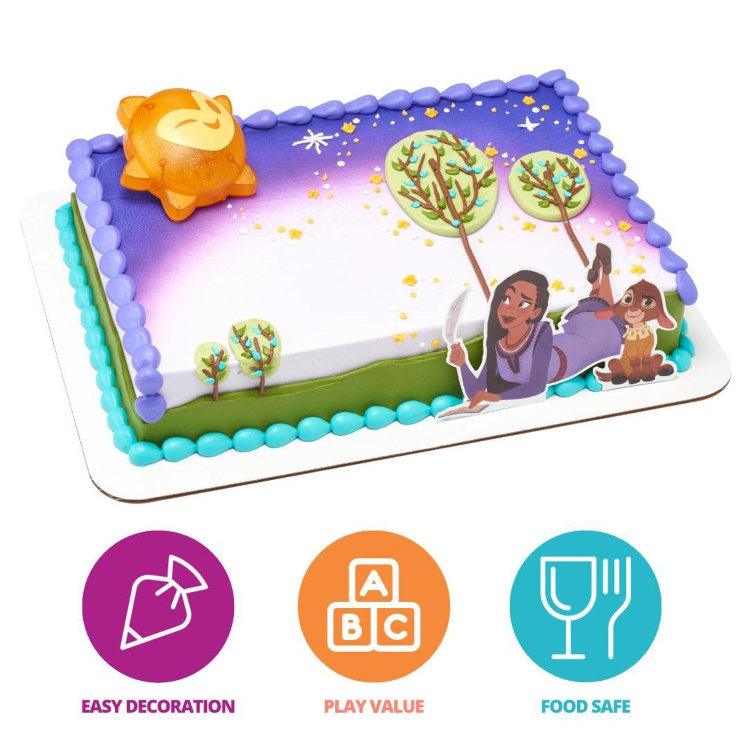 DecoSet Disney's Wish Shining Star Cake Topper, 2-Piece Decoration Set with Asha, Valentino, And Light Up Star, For Birthday And Celebrations - Image 4