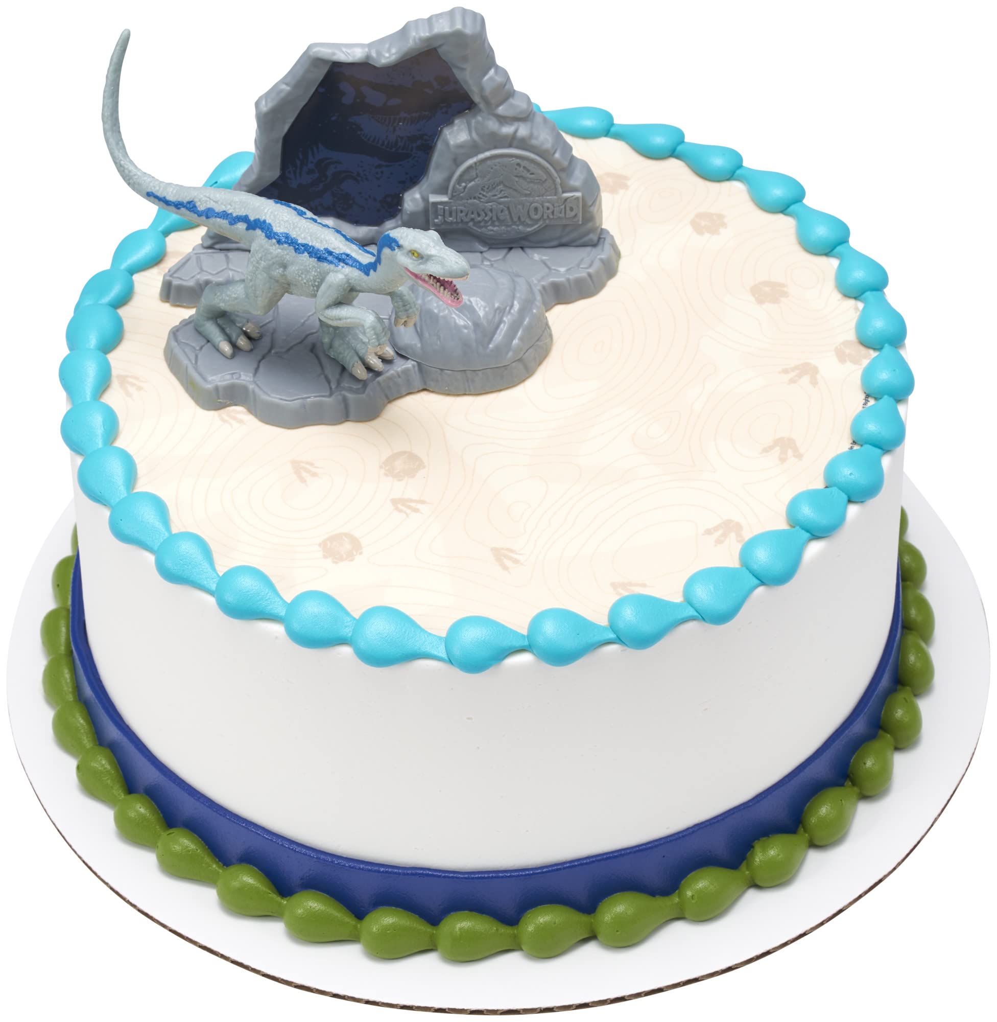 DecoSet® Jurassic World™ Warning Cake Topper, 3 Piece Dinosaur Cake Decoration With Blue, 3D Base, And Hidden Fossil Stamper - Image 5